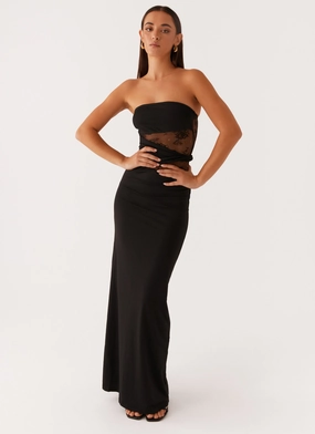 Karma Strapless Maxi Dress - Black Natural Tones