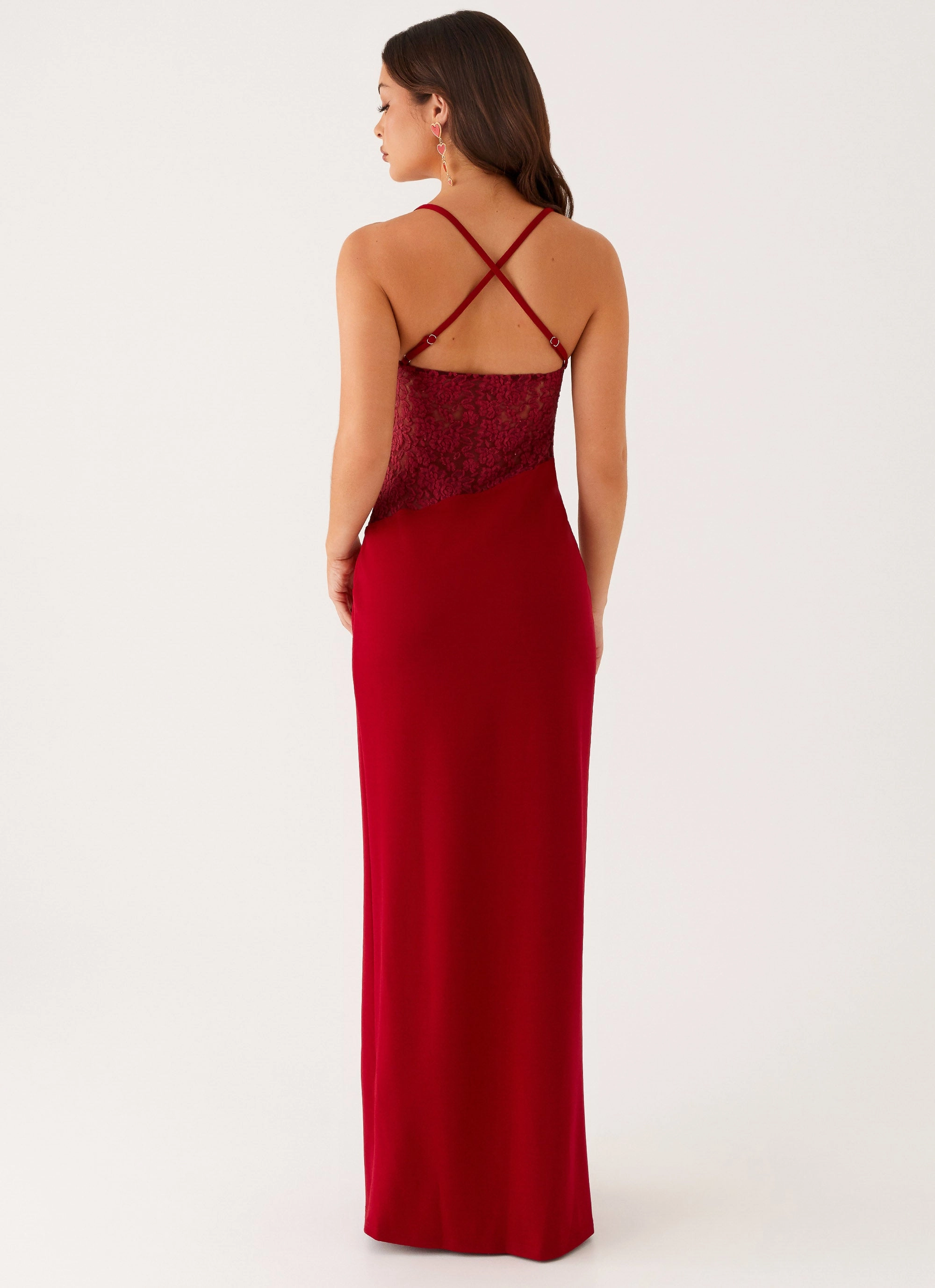 Heartbreaker Maxi Dress - Deep Red Night Mood Lace Soft