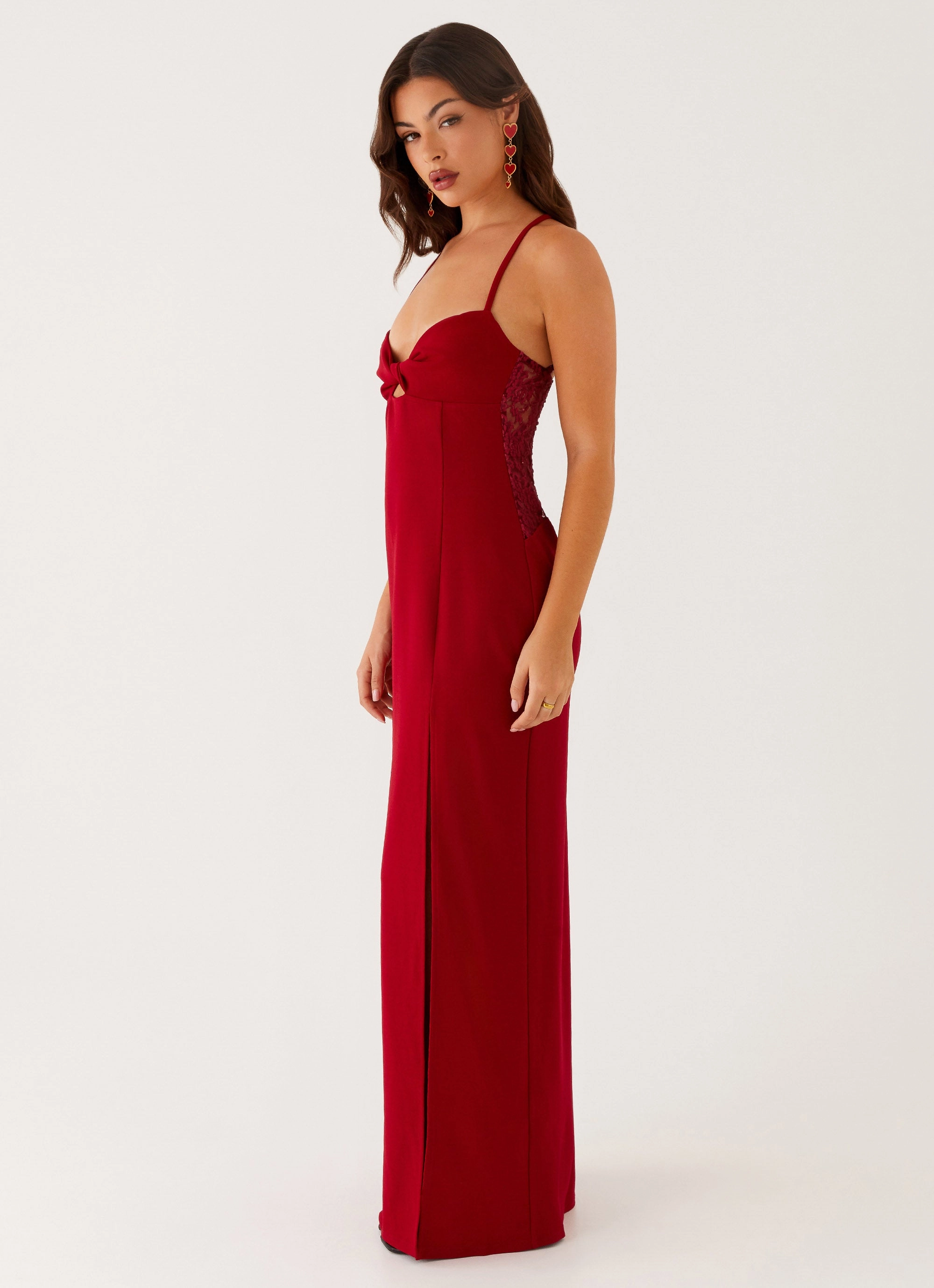 Heartbreaker Maxi Dress - Deep Red Scoop-Neck