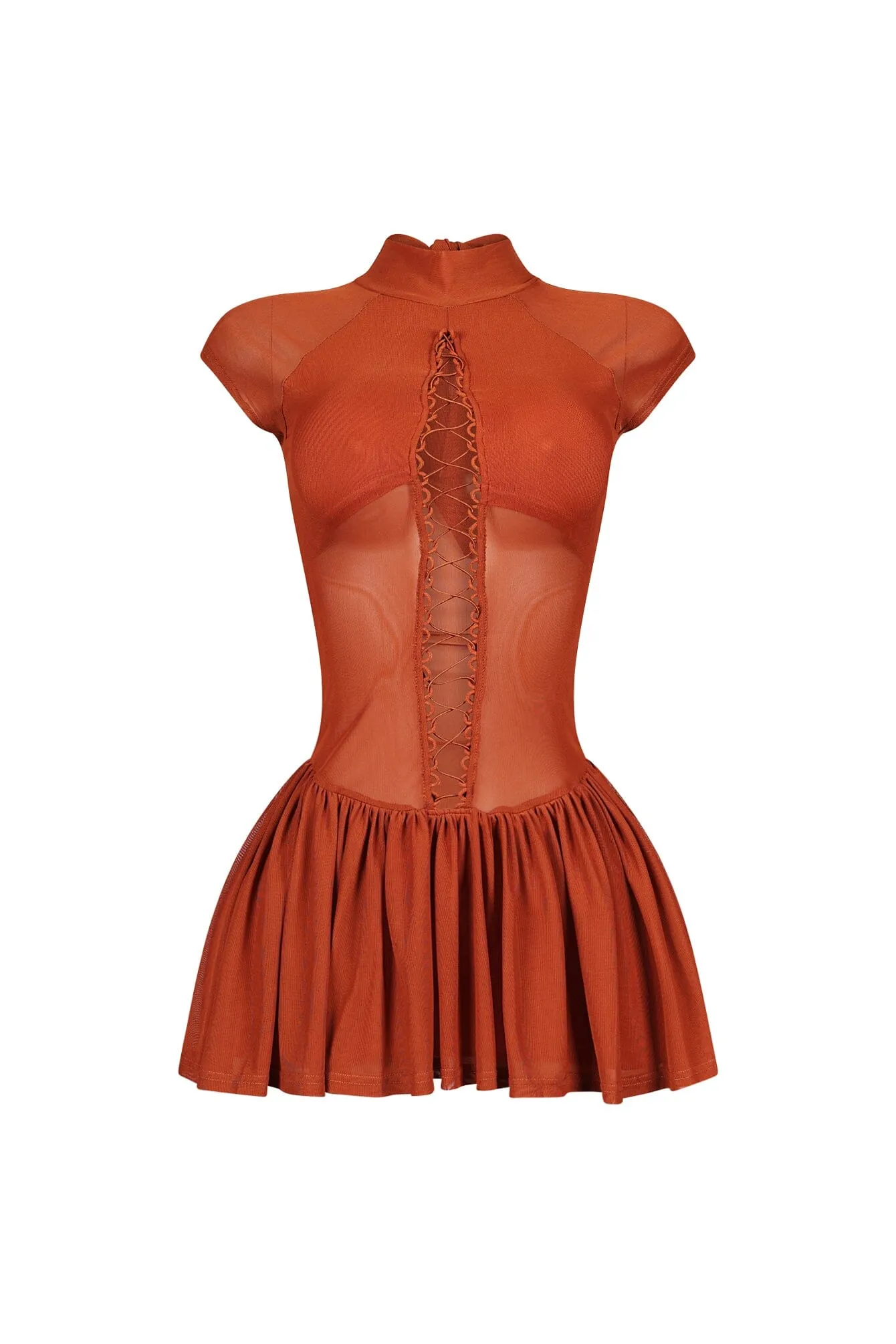 Asajj Cap Sleeve Lace Up Flare Mini Dress Perfect Proportion