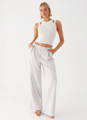 Water Resistant Finish Layered Wear Asha Low Rise Pants - Ivory