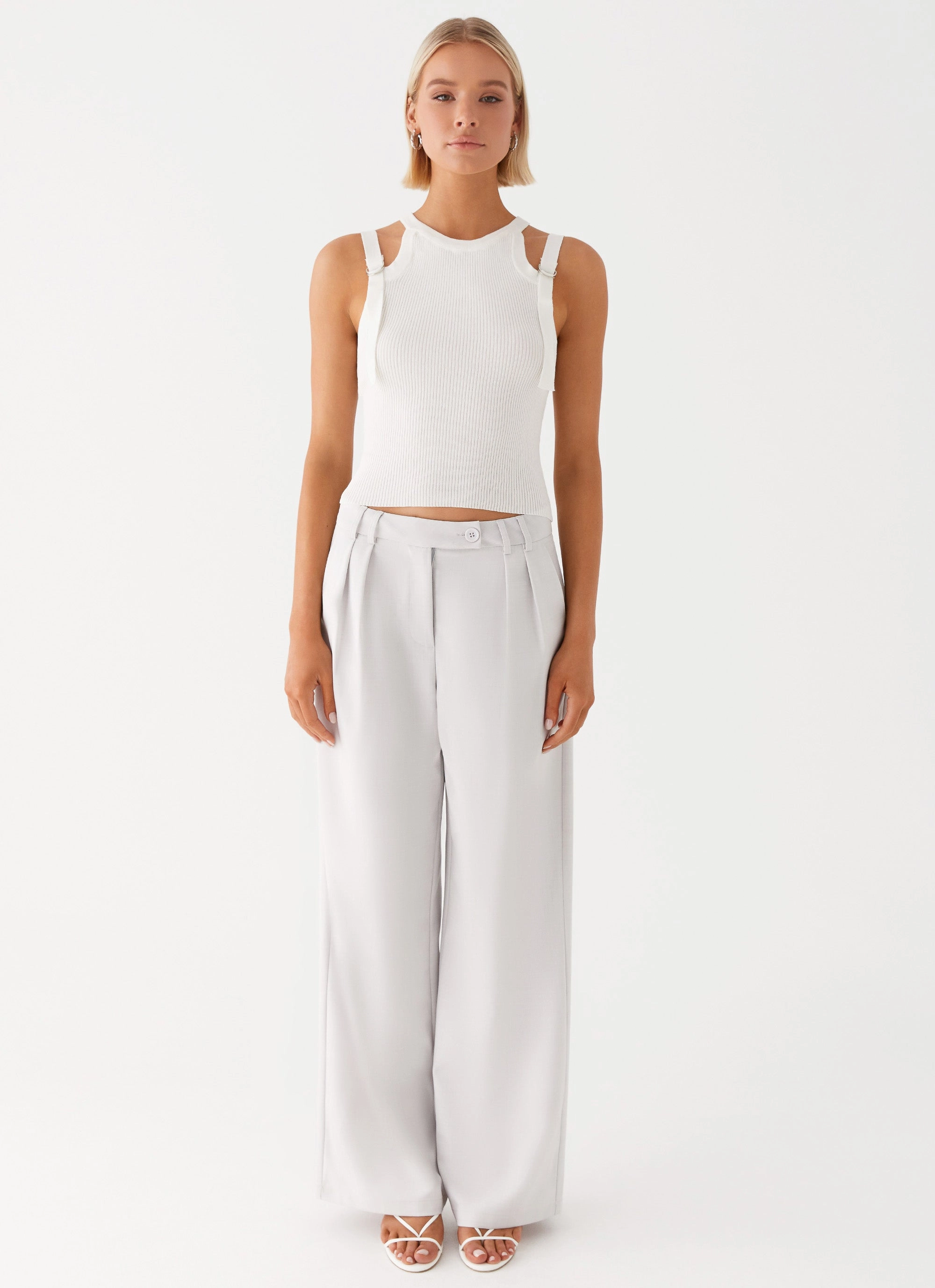 Non Slip Waistband Asha Low Rise Pants - Ivory