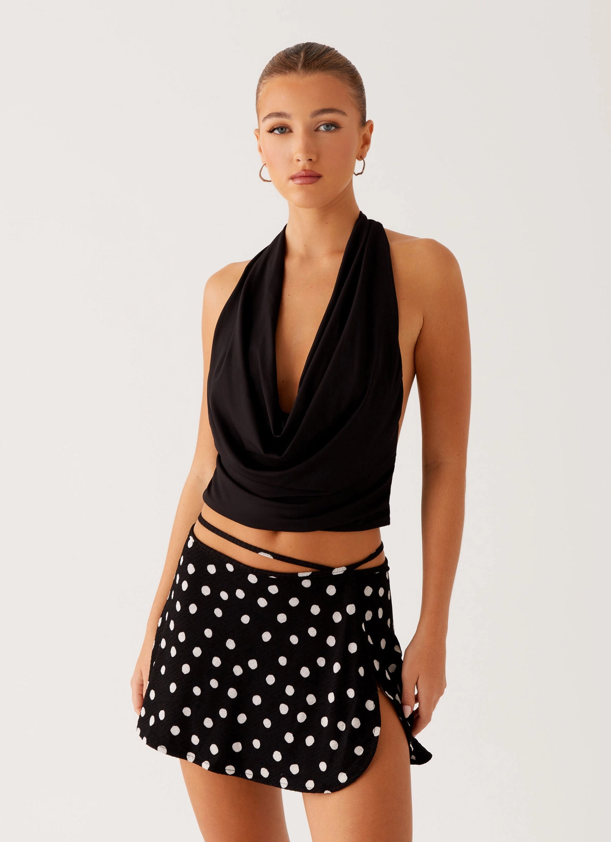 Ultrasoft Inner Lining Ashi Cowl Top - Black