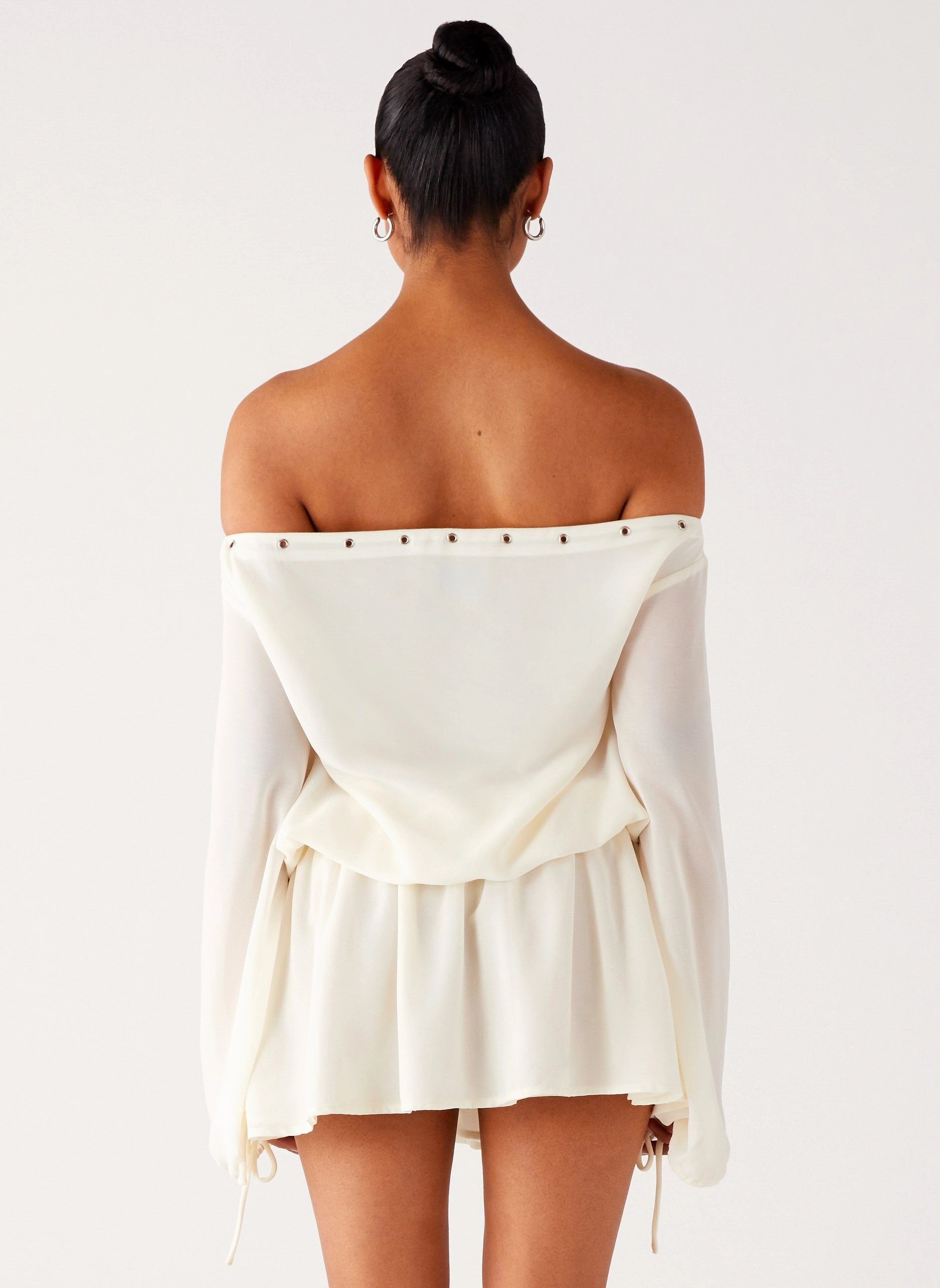 Side Slit Astaria Mini Dress - Ivory