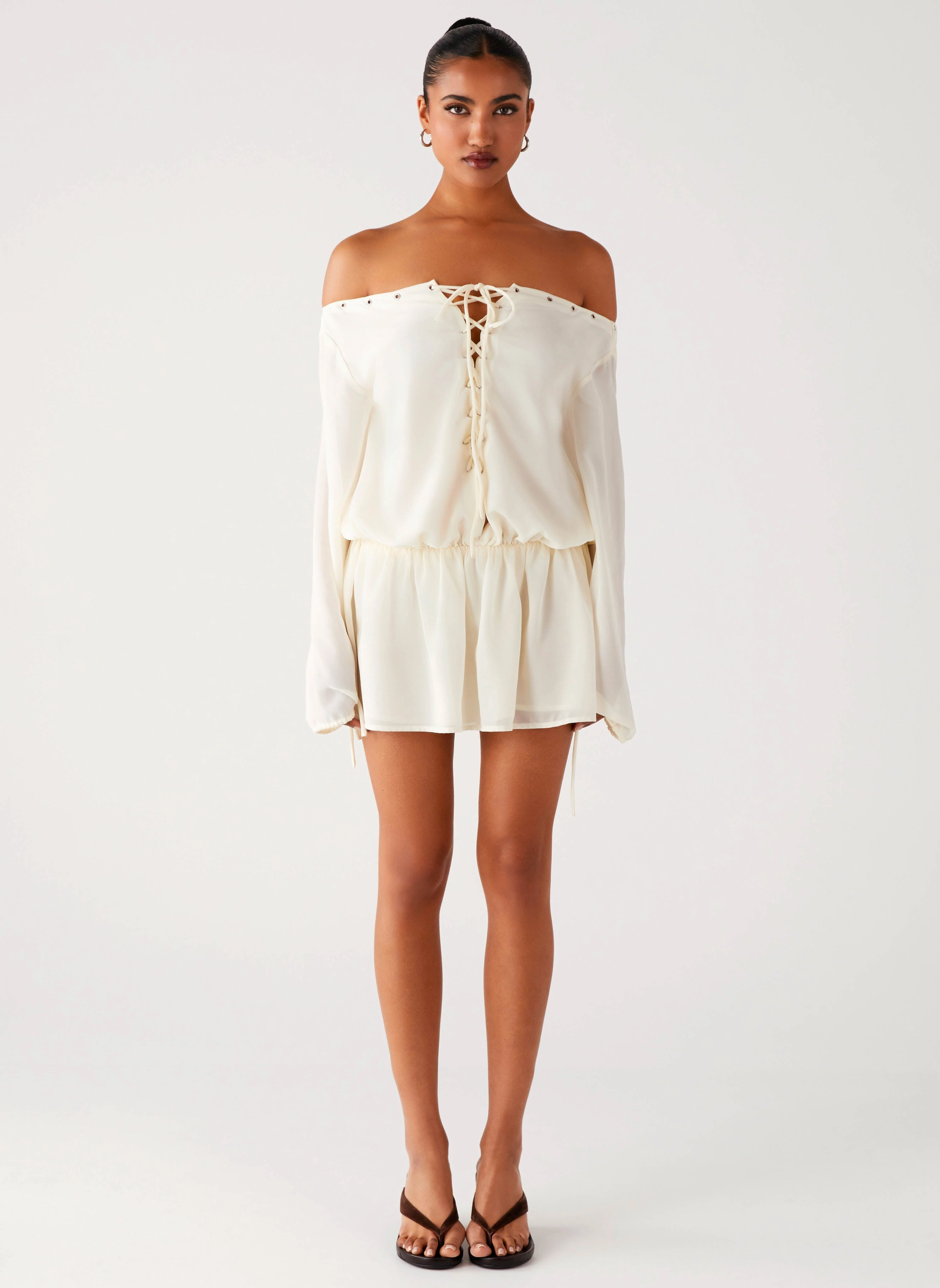 Astaria Mini Dress - Ivory Lightweight Fit