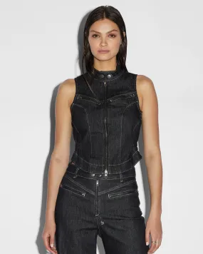 Asymmetric Hem Cutting PARADIGM GILET MIDNIGHT Seamless construction EasyCare Material