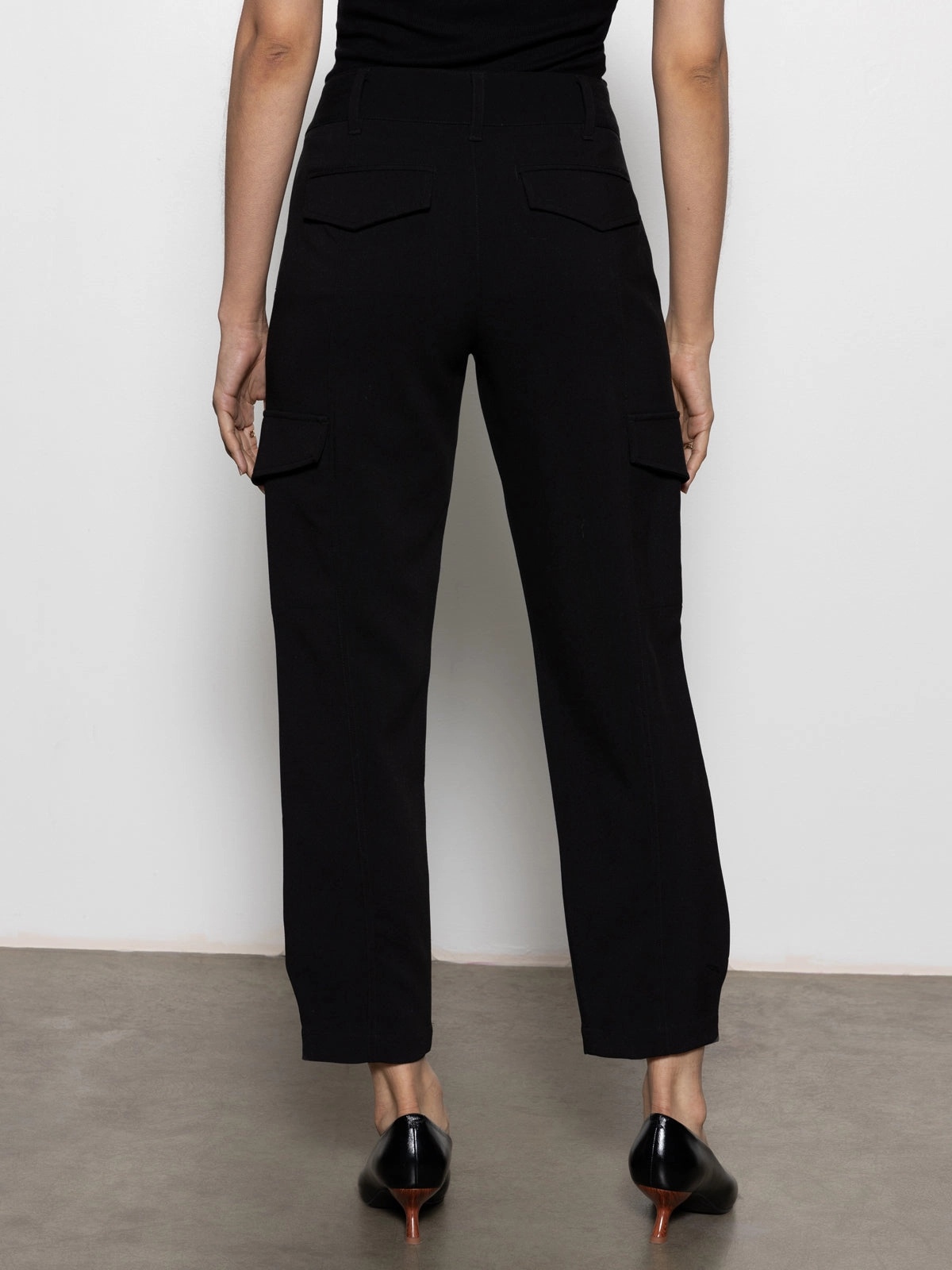 Layered Sleeve LaserCutVents Polished Standard Rise Cargo Pant Black