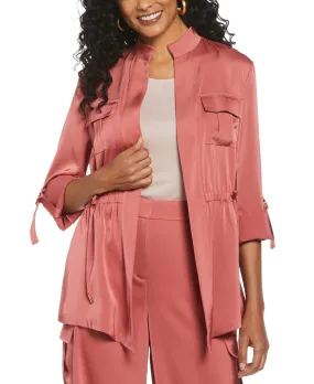 Drawcord Waist Shine Roll Sleeve Jacket Picture