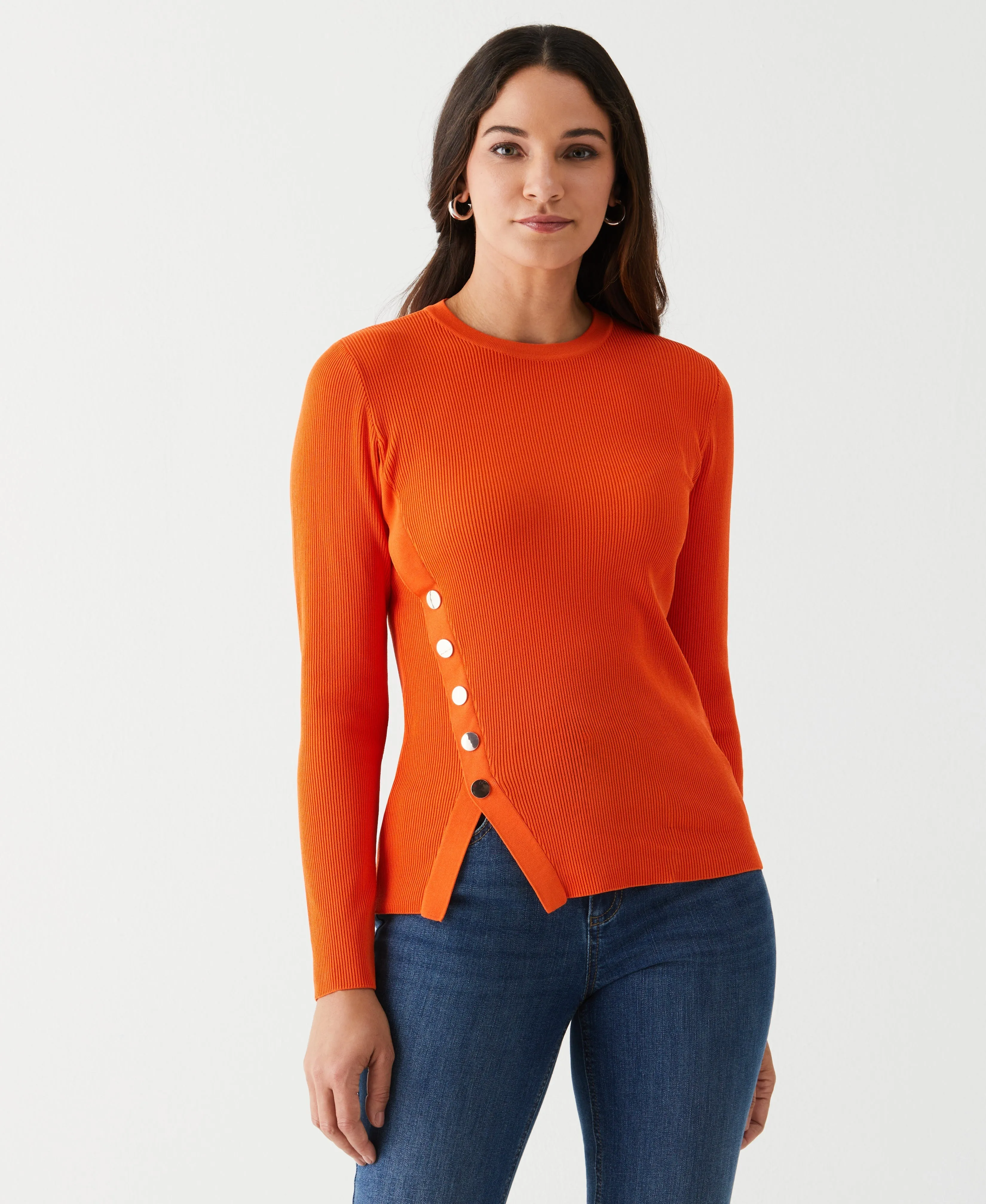 Asymmetrical Sweater with Snaps LowProfile Zipper
