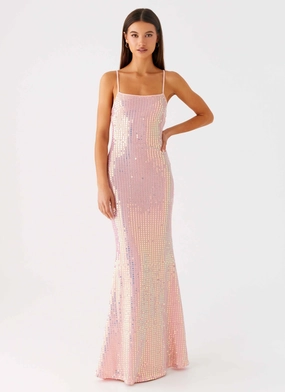 Attitude Knit Sequin Maxi Dress - Iridescent Pink NonSlipClosure