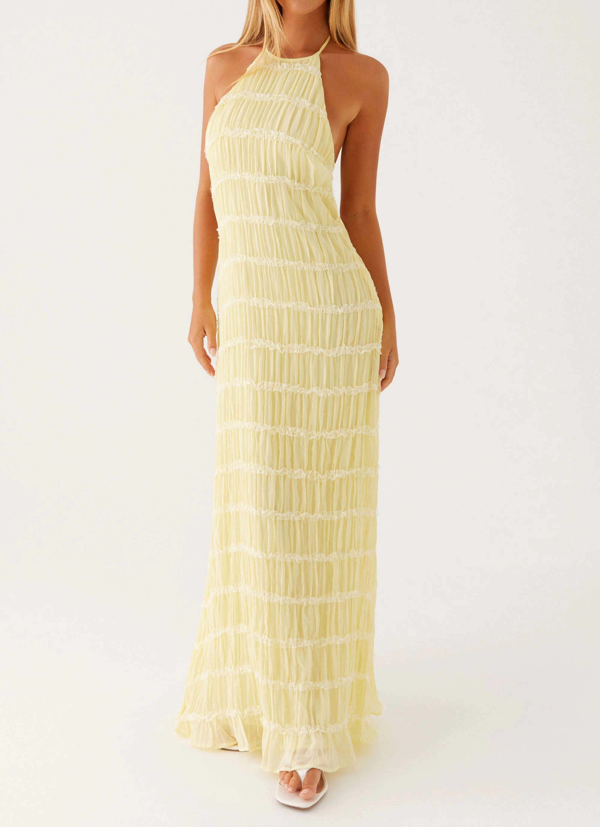 Romantic Vibes Basic Fashion Aullie Maxi Dress - Yellow