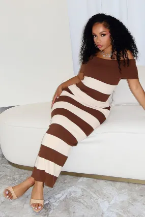 Avery Off Shoulder Sleeveless Striped Maxi Dress Modern Appeal