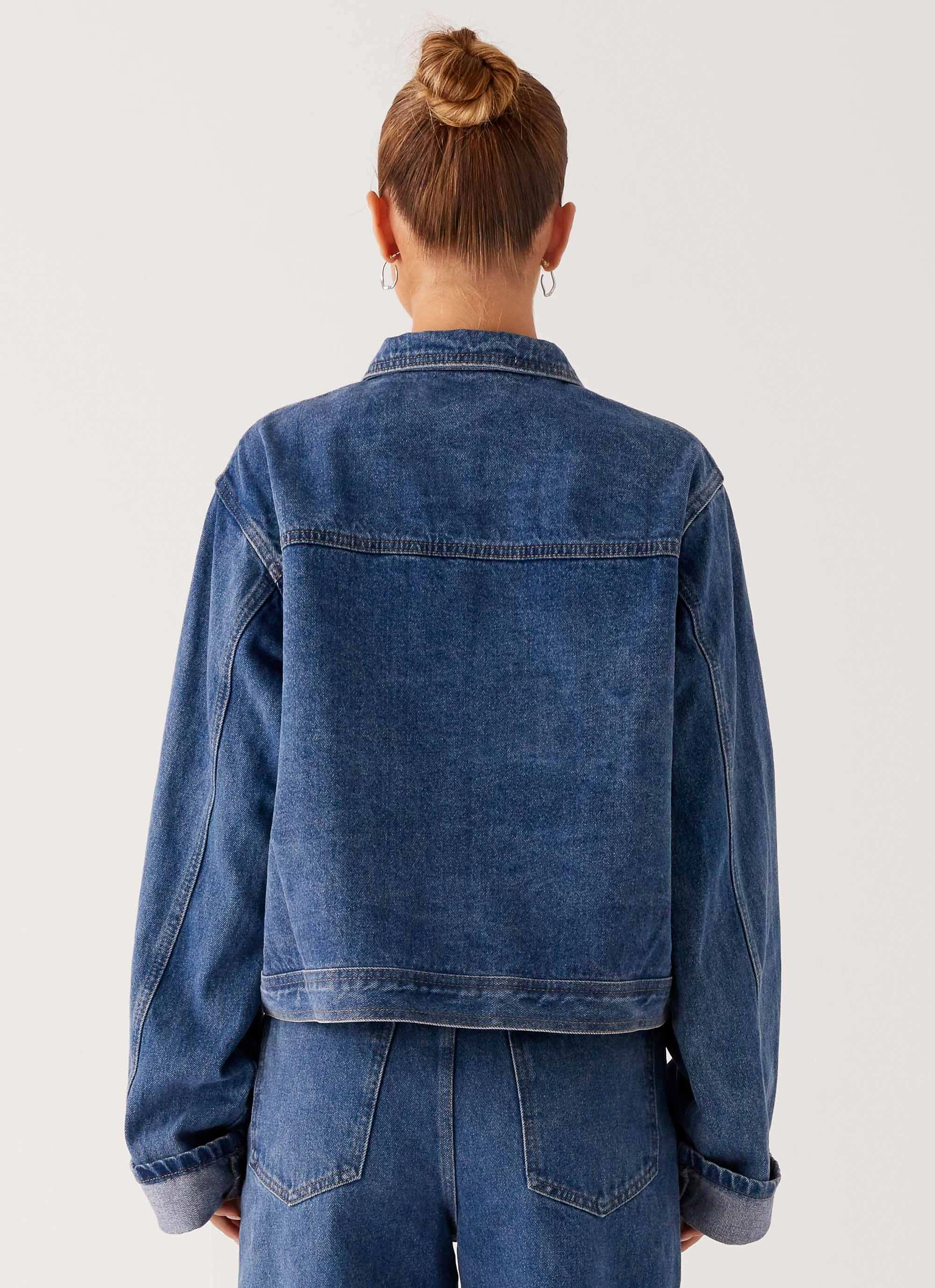 Back Again Oversized Denim Jacket - True Blue Minimize