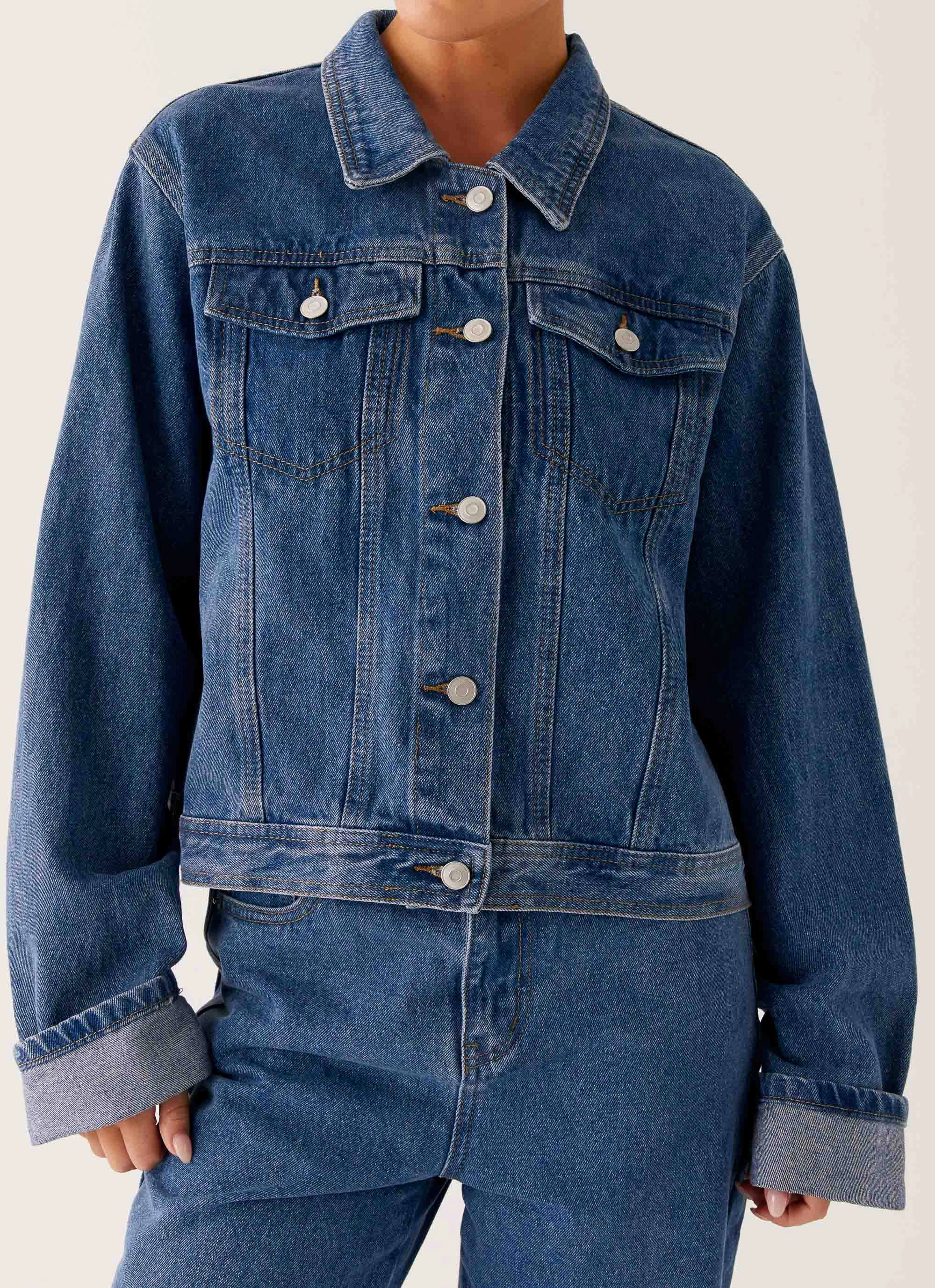 Transform Back Again Oversized Denim Jacket - True Blue