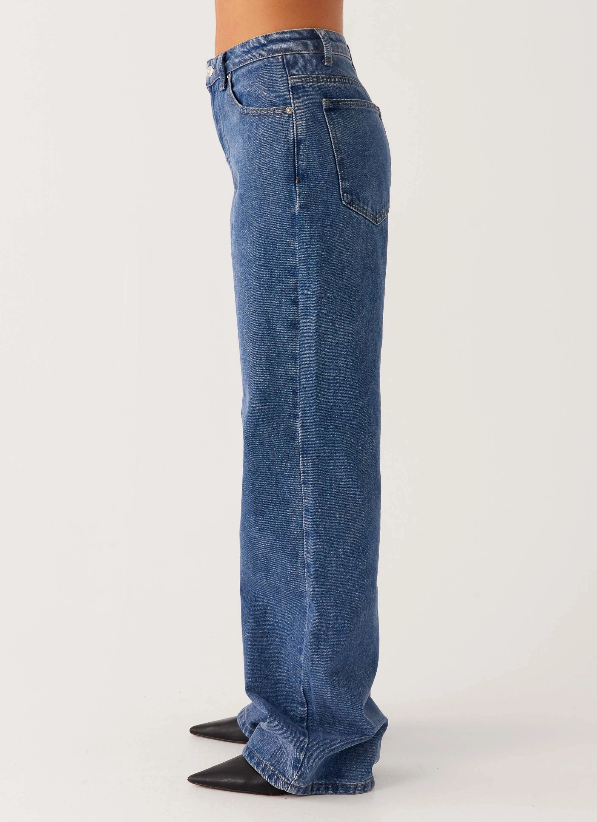 Winter Fashion Neutral Daily Wear Back Again Straight Leg Denim Jeans - True Blue