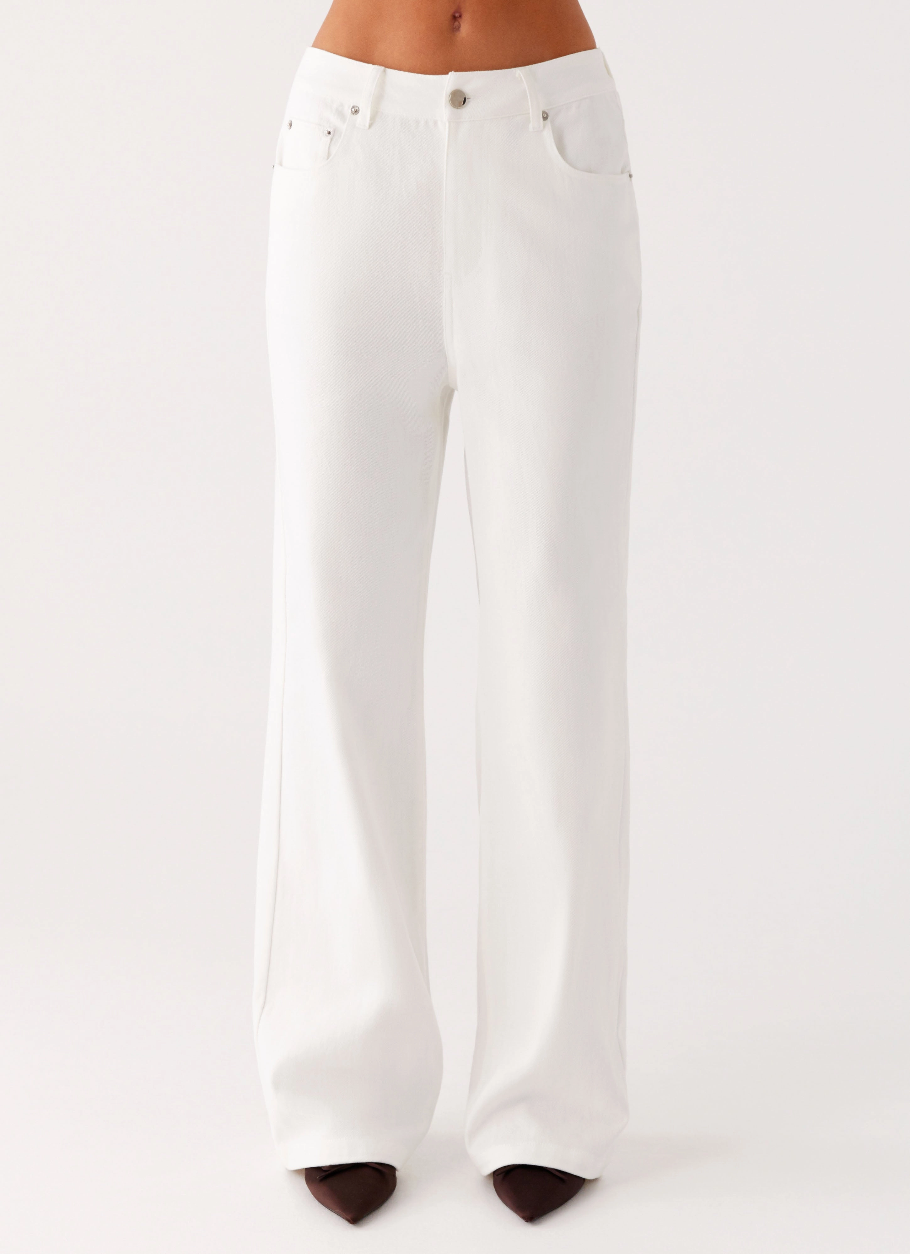 Sustainable Dye Methods Back Again Straight Leg Denim Jeans - White
