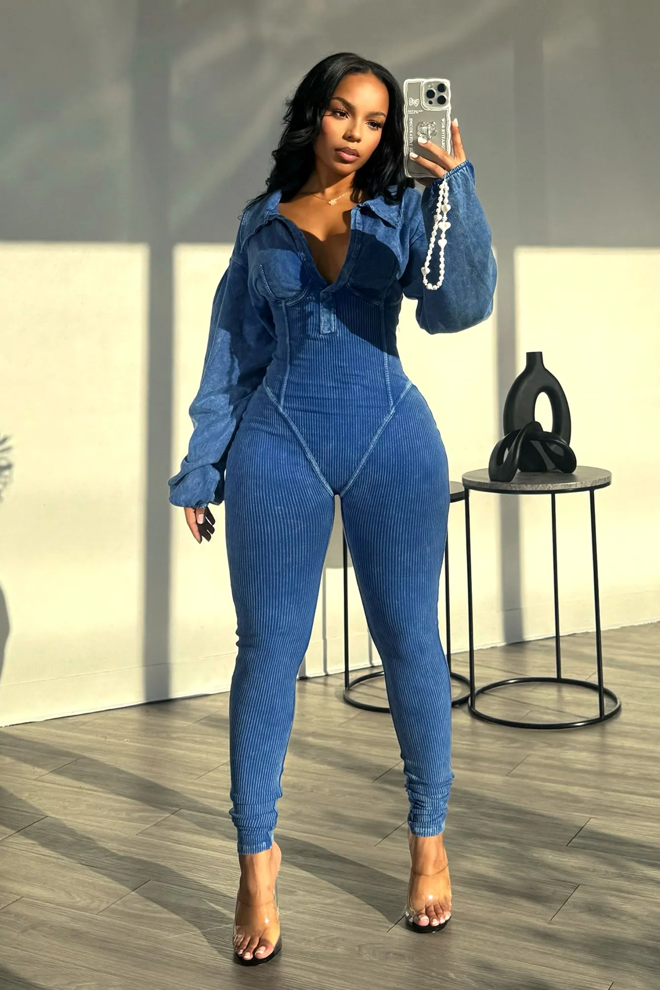 Timeless Look Baddie Mineral Washed Corset Jumpsuit