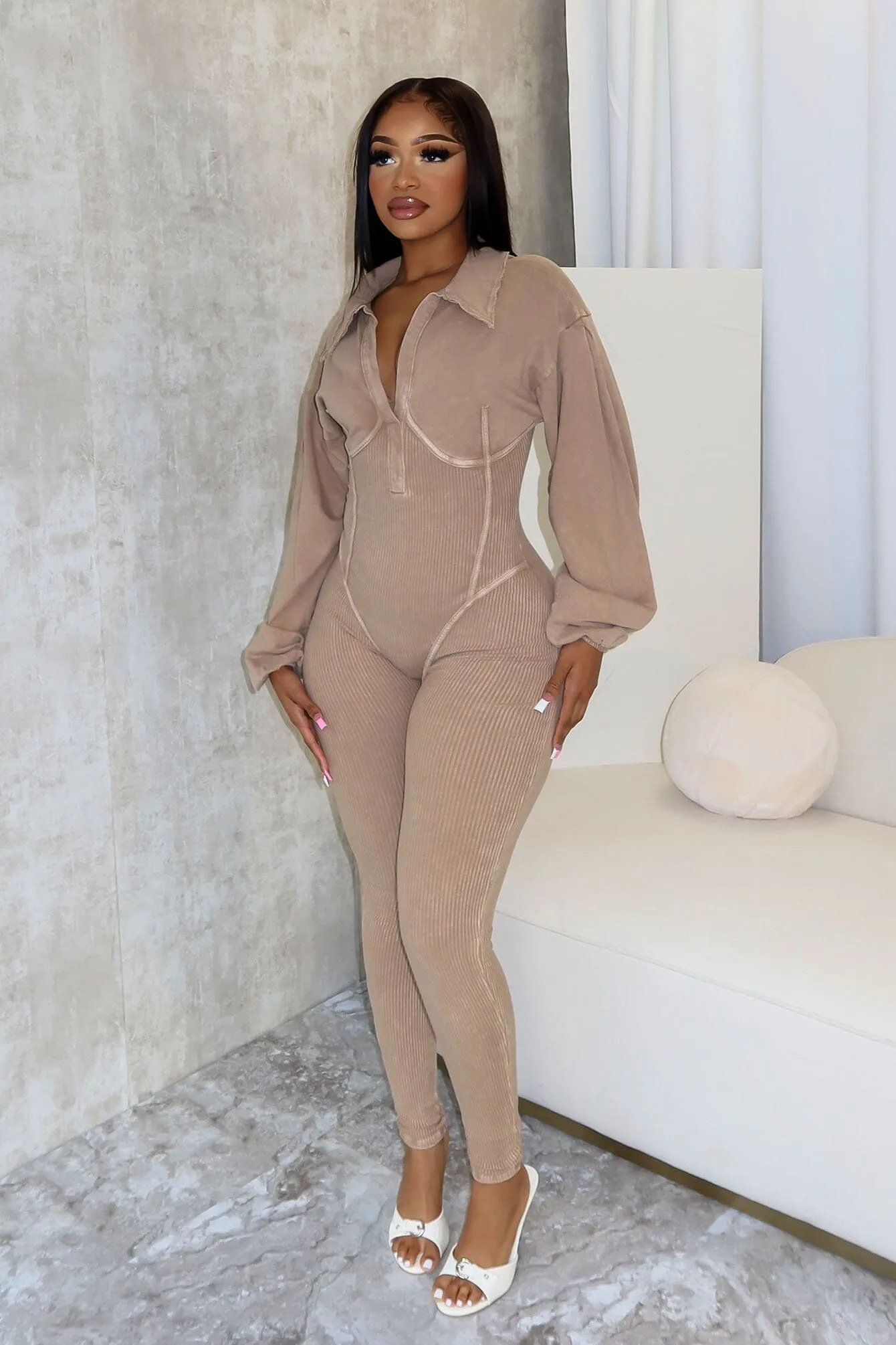 FlexibleStretchWeave Baddie Mineral Washed Corset Jumpsuit