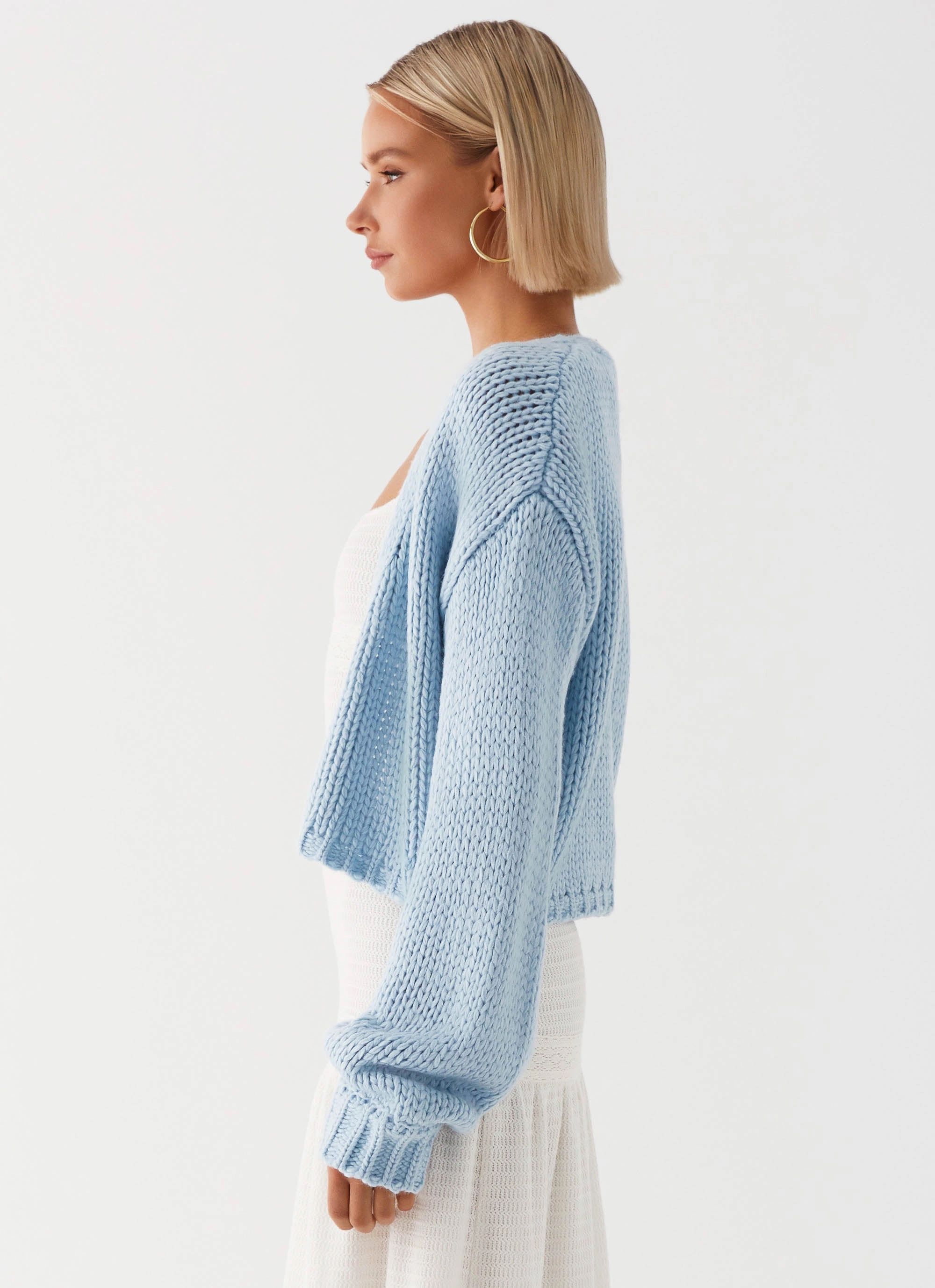 Jasleen Knit Cardigan - Blue Eco Friendly Construction Urban Explorer Look