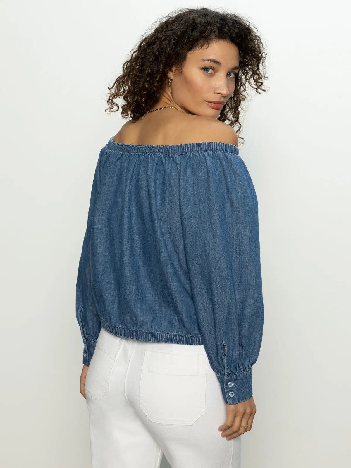 Ballet Tie Top Blue Slate Lightweight Knit YarnDye Technique