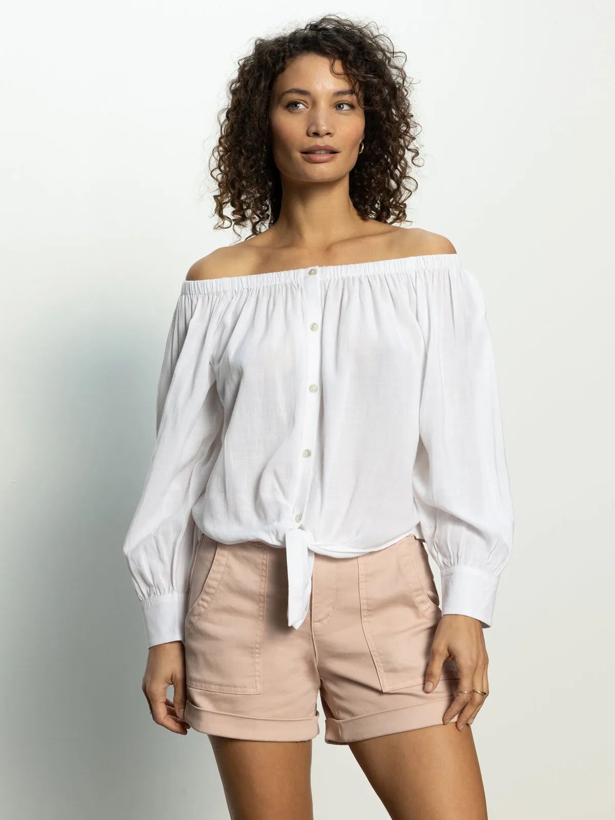 BoxyCrop Ballet Tie Top White