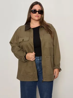 Barn Jacket Burnt Olive Extended Sizing WaffleWeave Casual dress