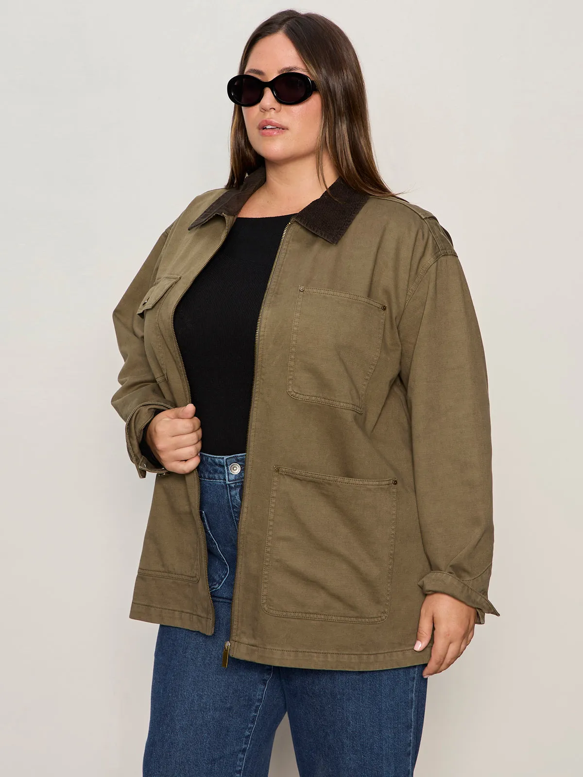 Light Reflective Printing MultiPurposeUtility Barn Jacket Burnt Olive Extended Sizing