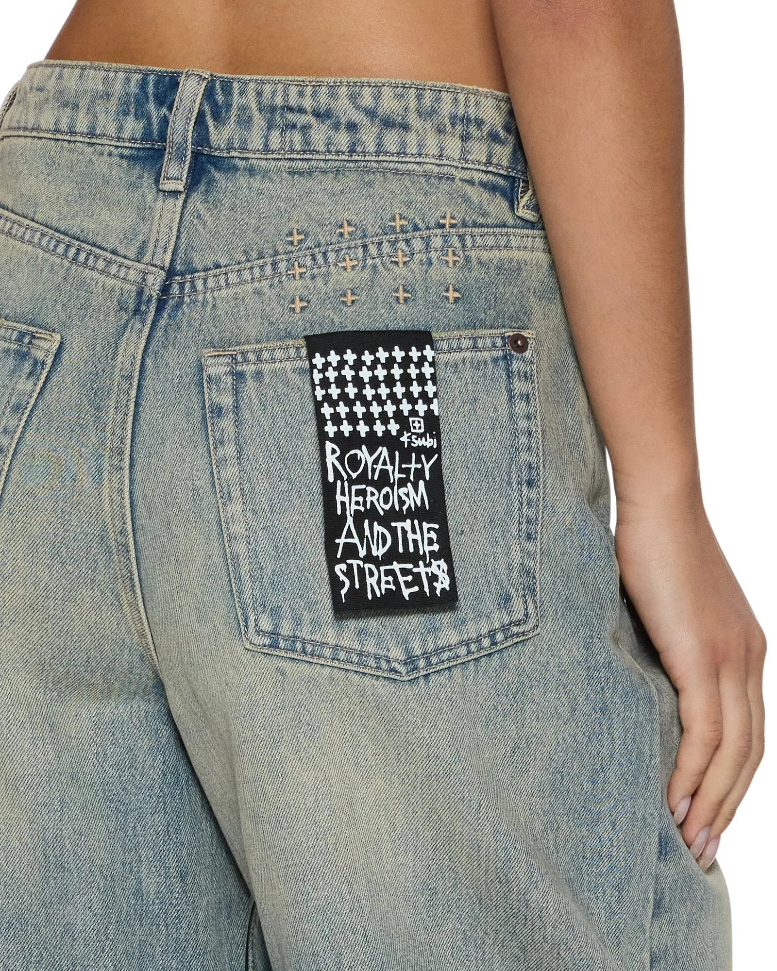 BARREL JEAN FOLK Double Layered Hem CrewNeck