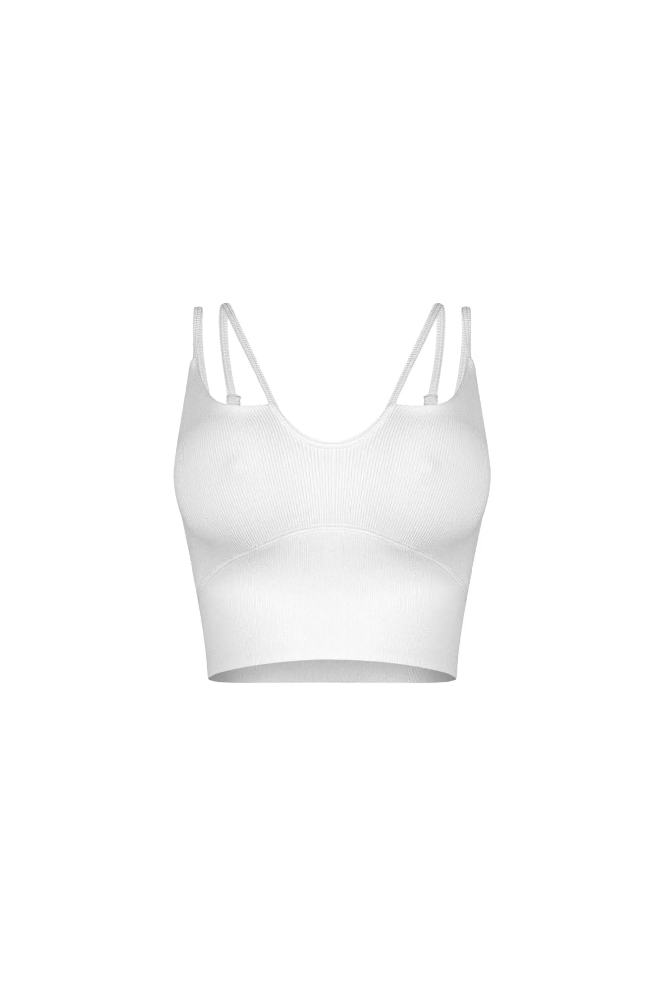 Baseform Double Strappy Crop Top Smooth Stitching Layered Panel Design