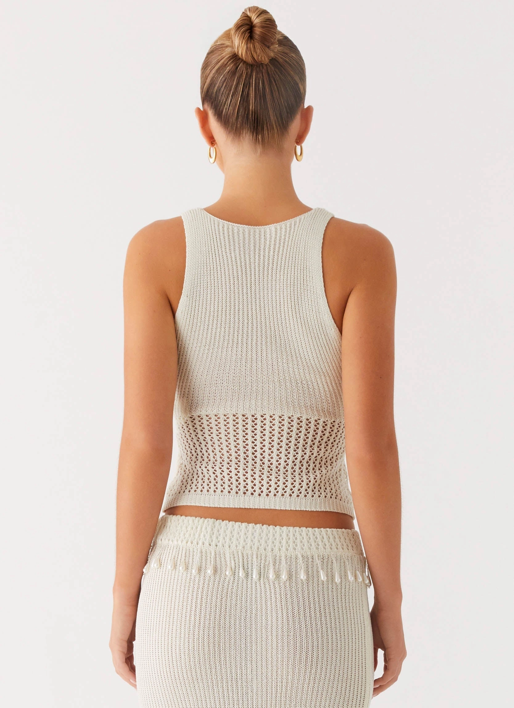 RibbedHemline Basilia Knit Top - Off White