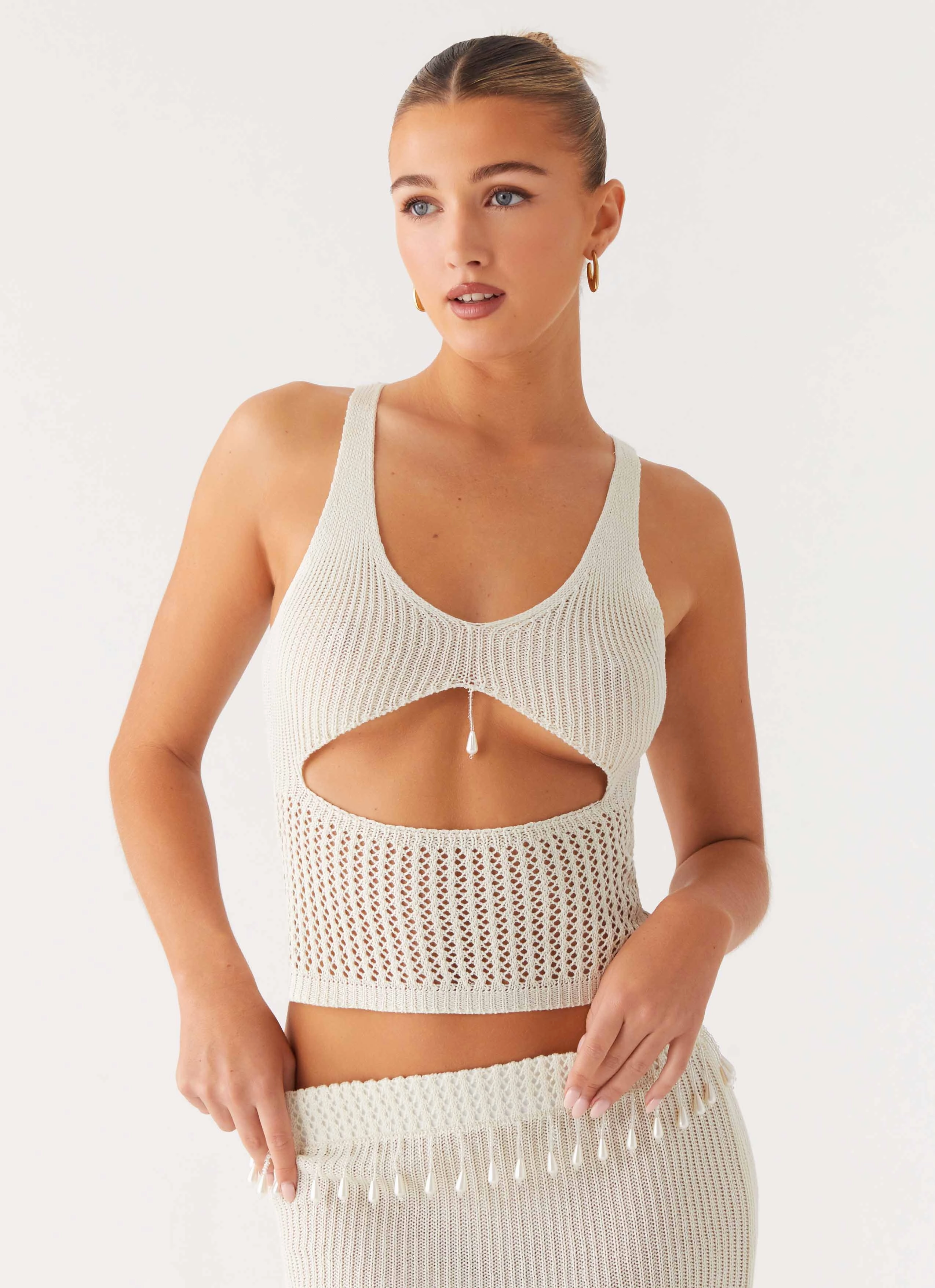 Basilia Knit Top - Off White Eco Friendly Fabric
