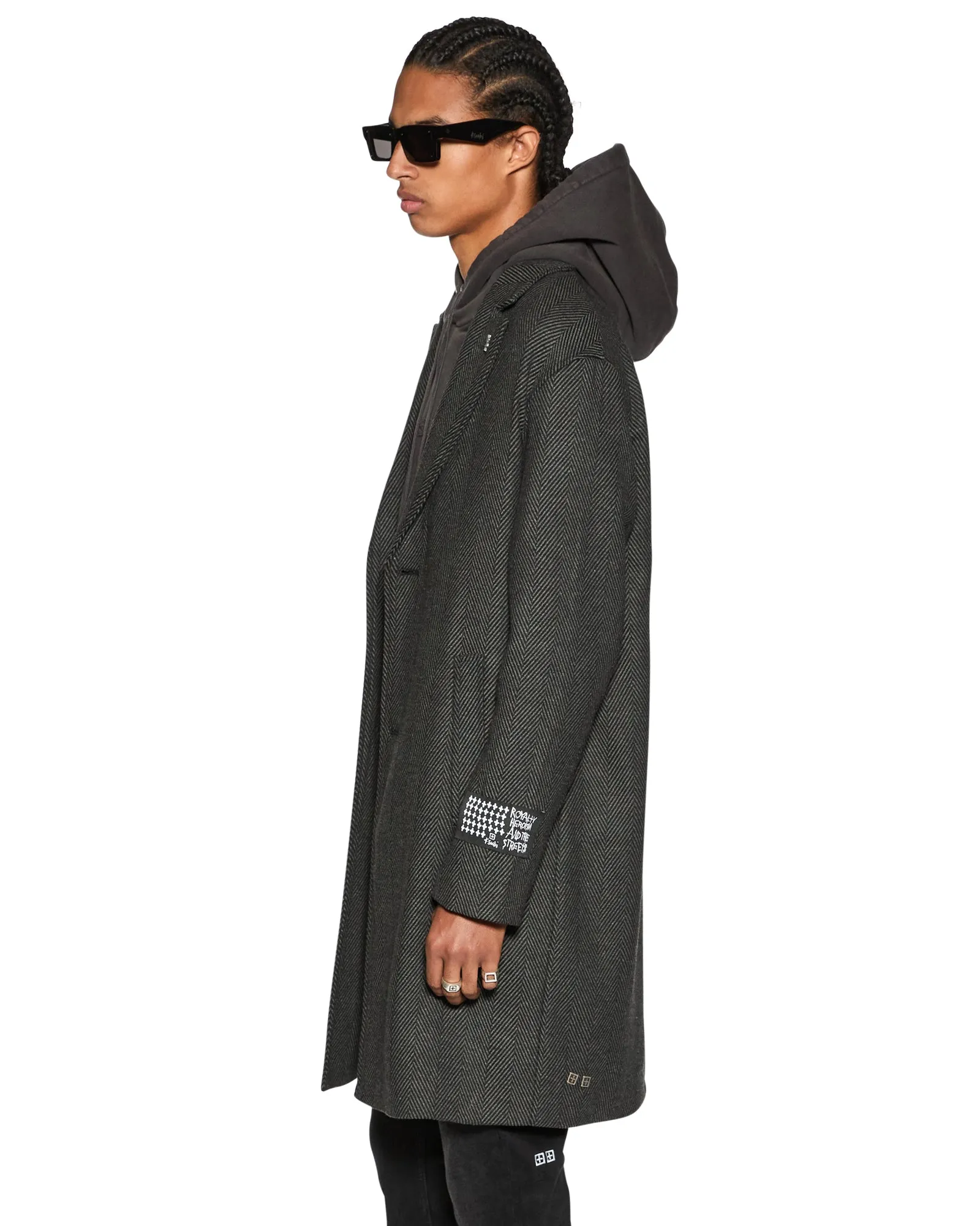 Layered Collar Structure MeshVentilation BATTERY COAT HERRINGBONE Weighted Hem Stabilization