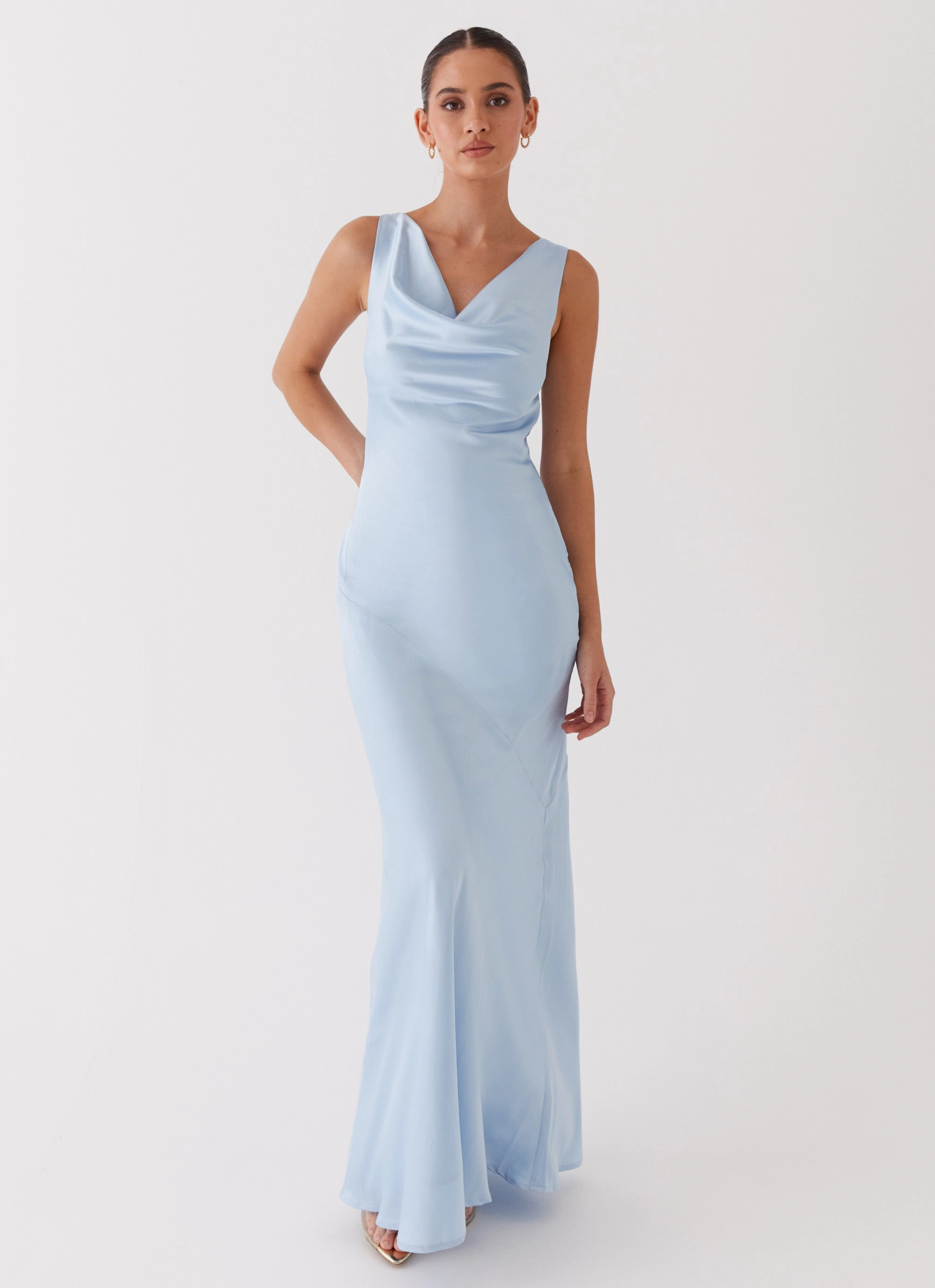 Be Mine Satin Maxi Dress - Blue Cool Look breathable-mesh