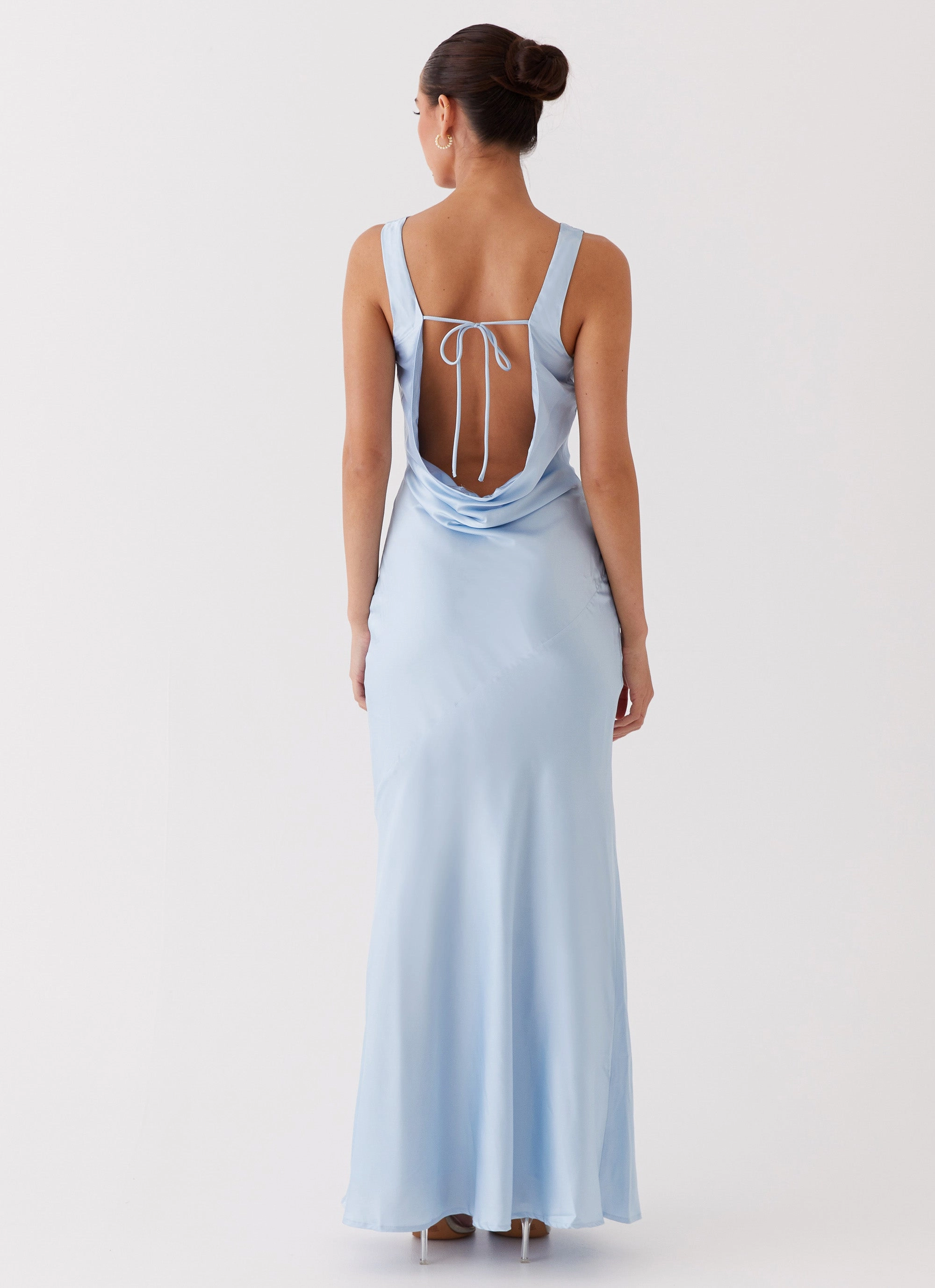Be Mine Satin Maxi Dress - Blue Lux Look Refined Simplicity