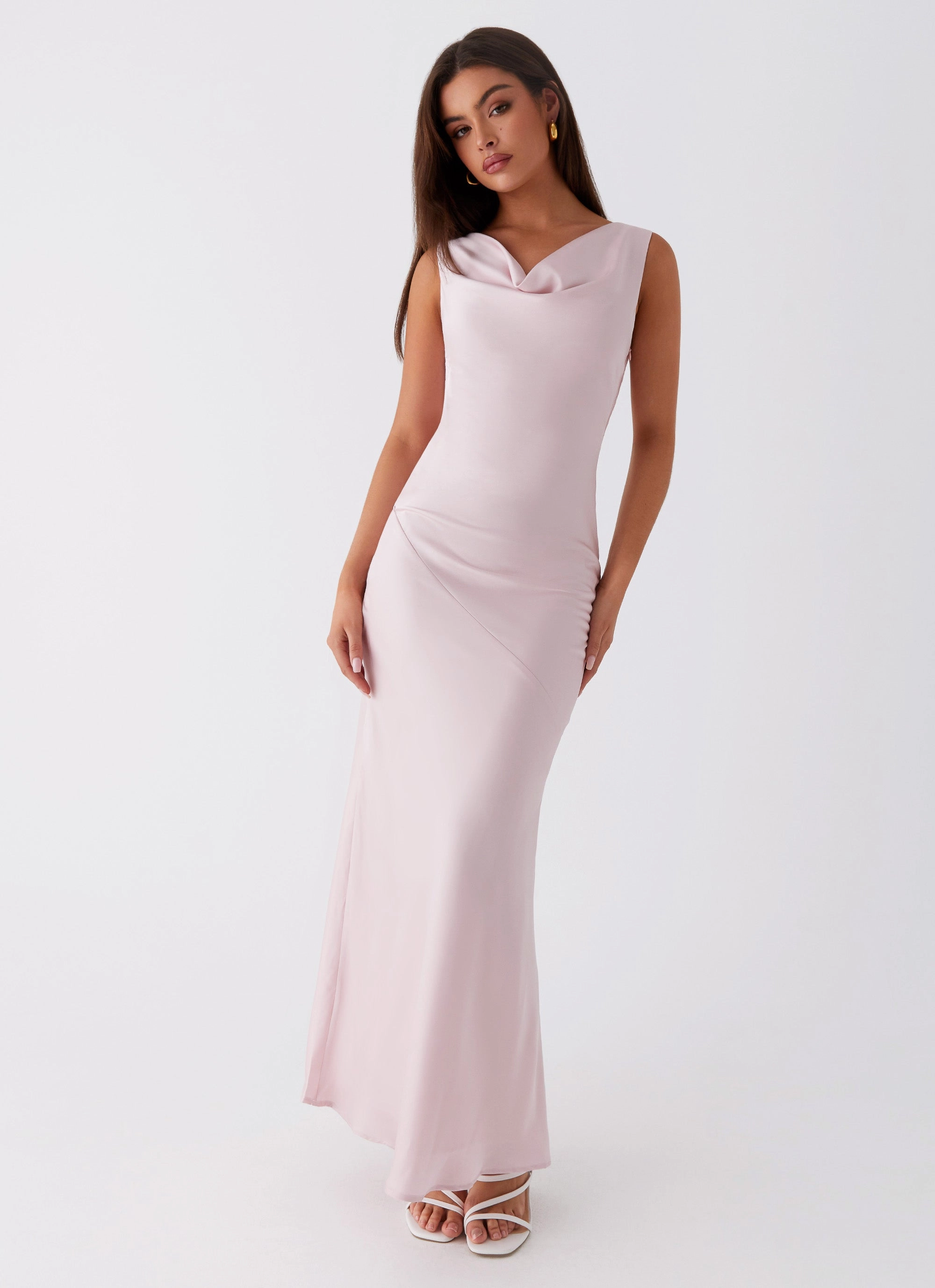 Signature-Style Be Mine Satin Maxi Dress - Mauve Pink