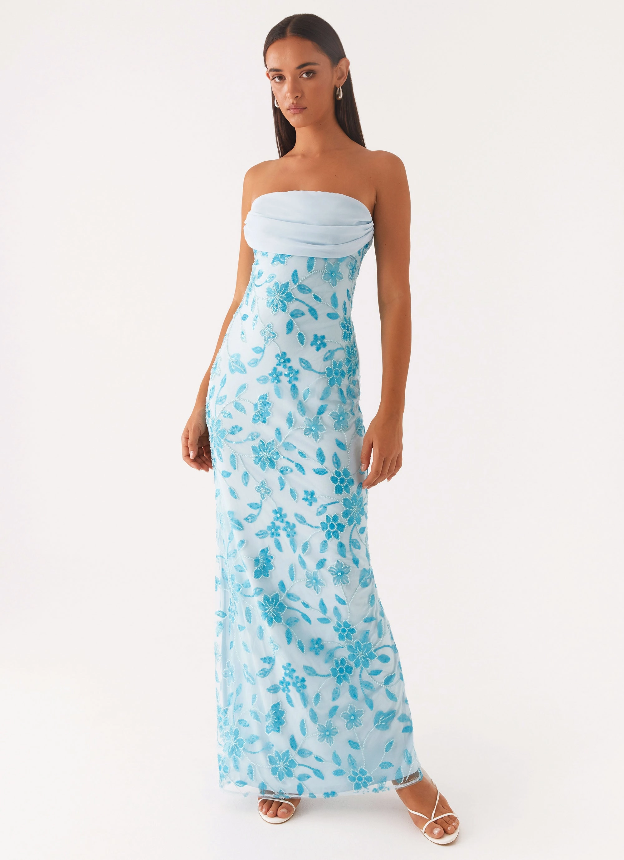 Prism Beaded Maxi Dress - Blue Cool Finish