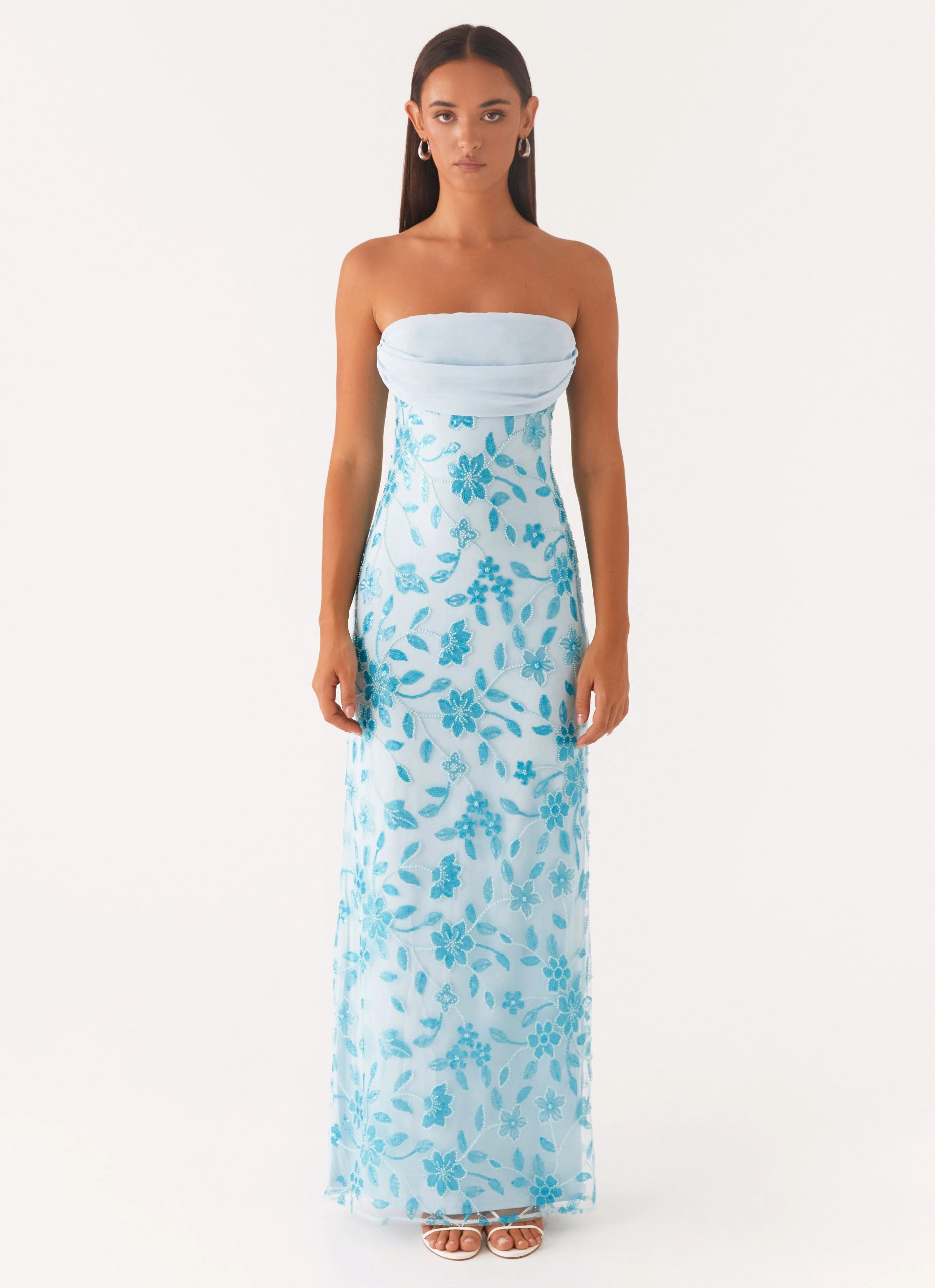 Clean Fit Prism Beaded Maxi Dress - Blue