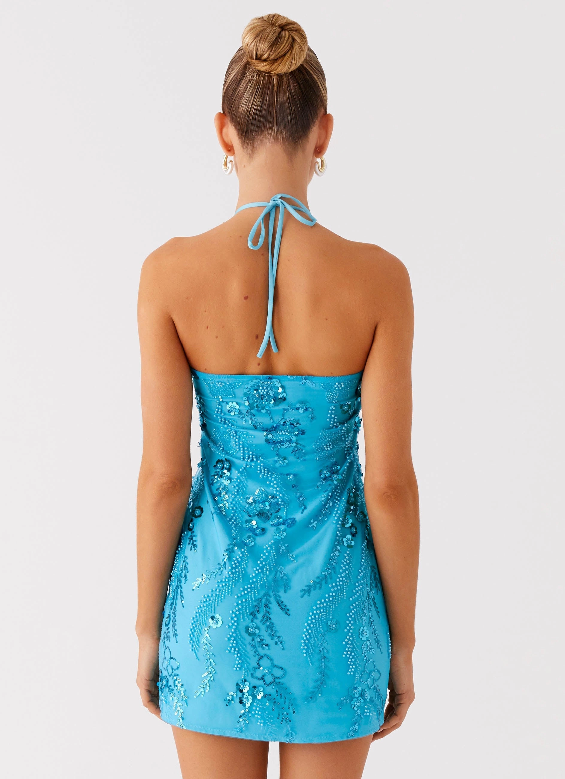 Bebe Beaded Mini Dress - Royal Blue Cool Mood