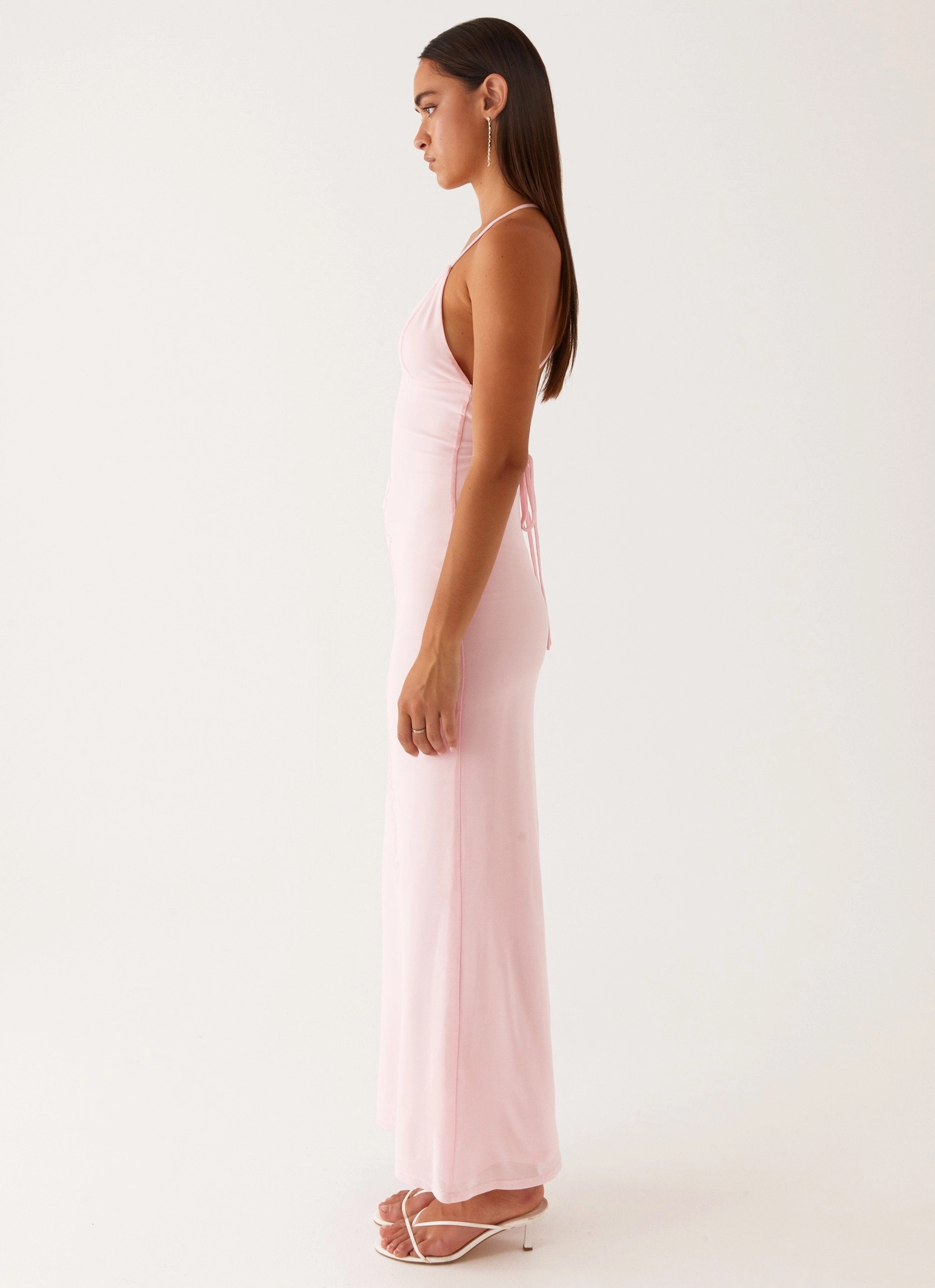 Beki Beaded Mesh Maxi Dress - Pink Everyday Comfort Wear