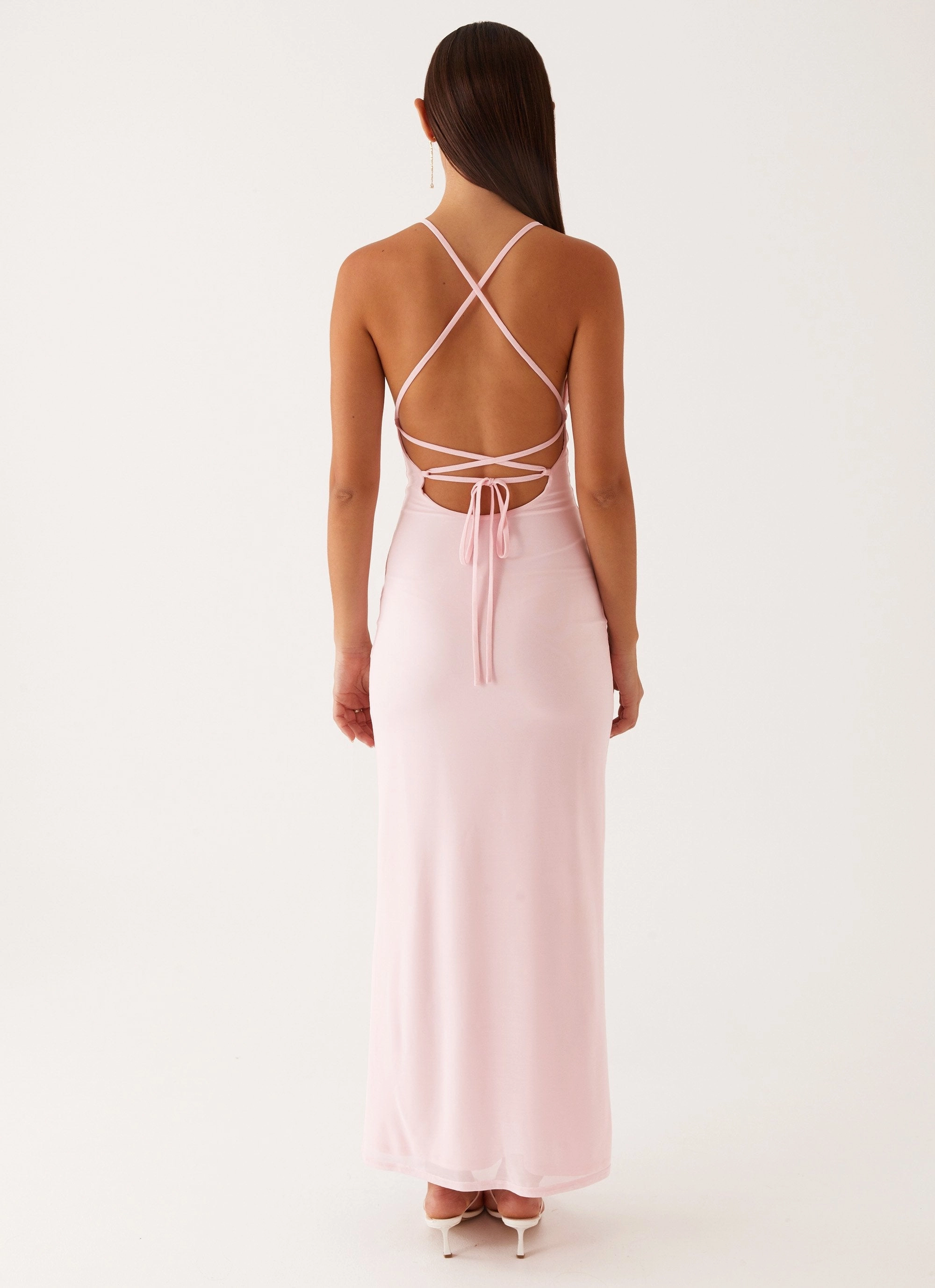 Beki Beaded Mesh Maxi Dress - Pink Dress-Up Style Red-Carpet