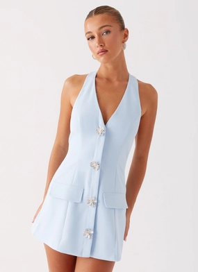 Jeanie Mini Dress - Blue Flowing Layers