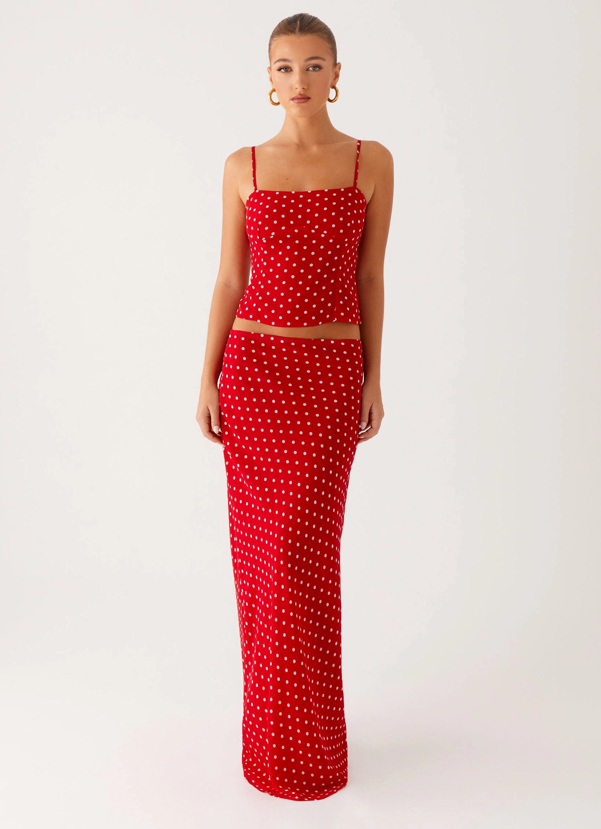 Bendita Maxi Skirt - Red Polka Dot Refined Style