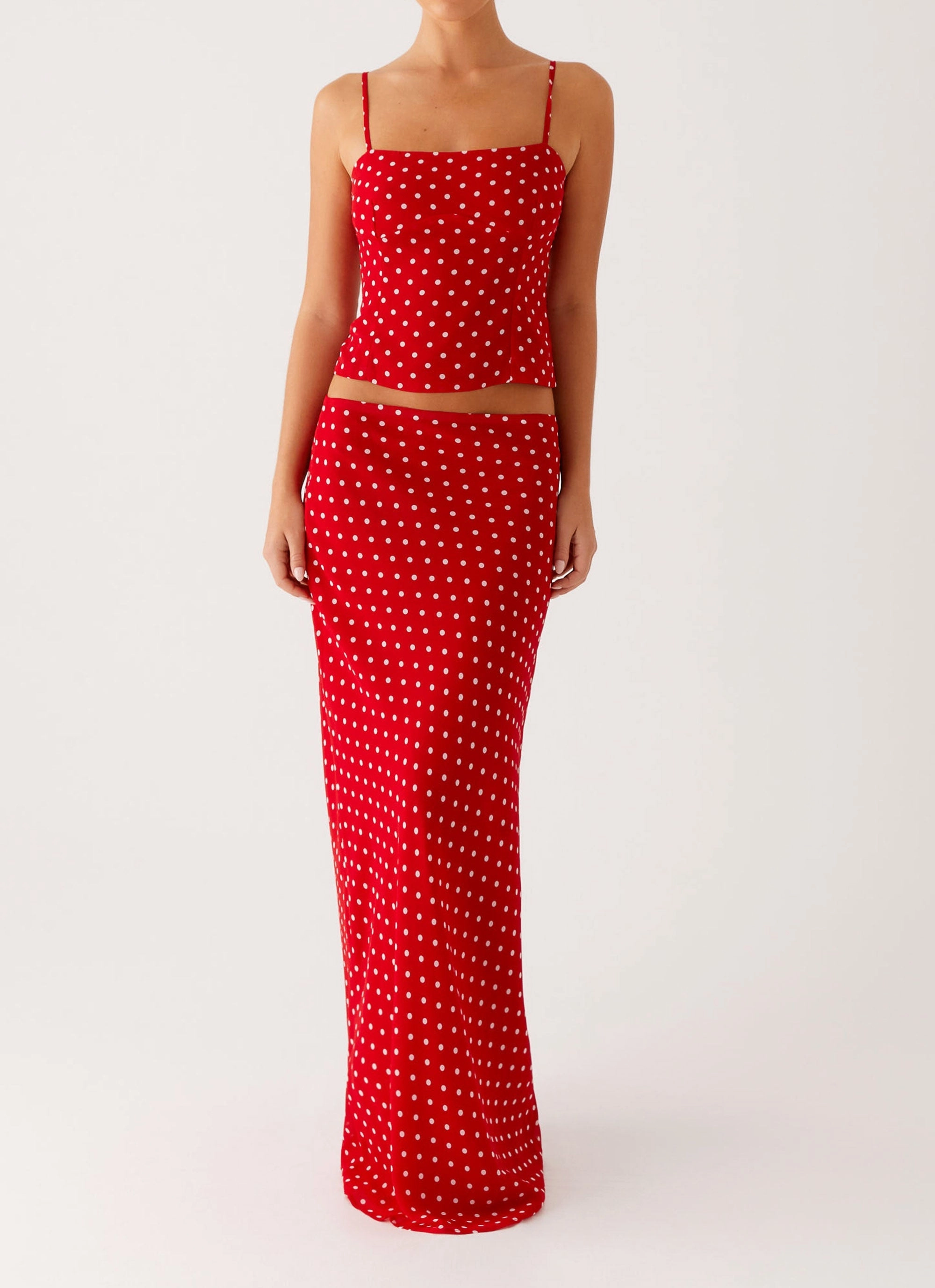 Soft Tones Bendita Maxi Skirt - Red Polka Dot