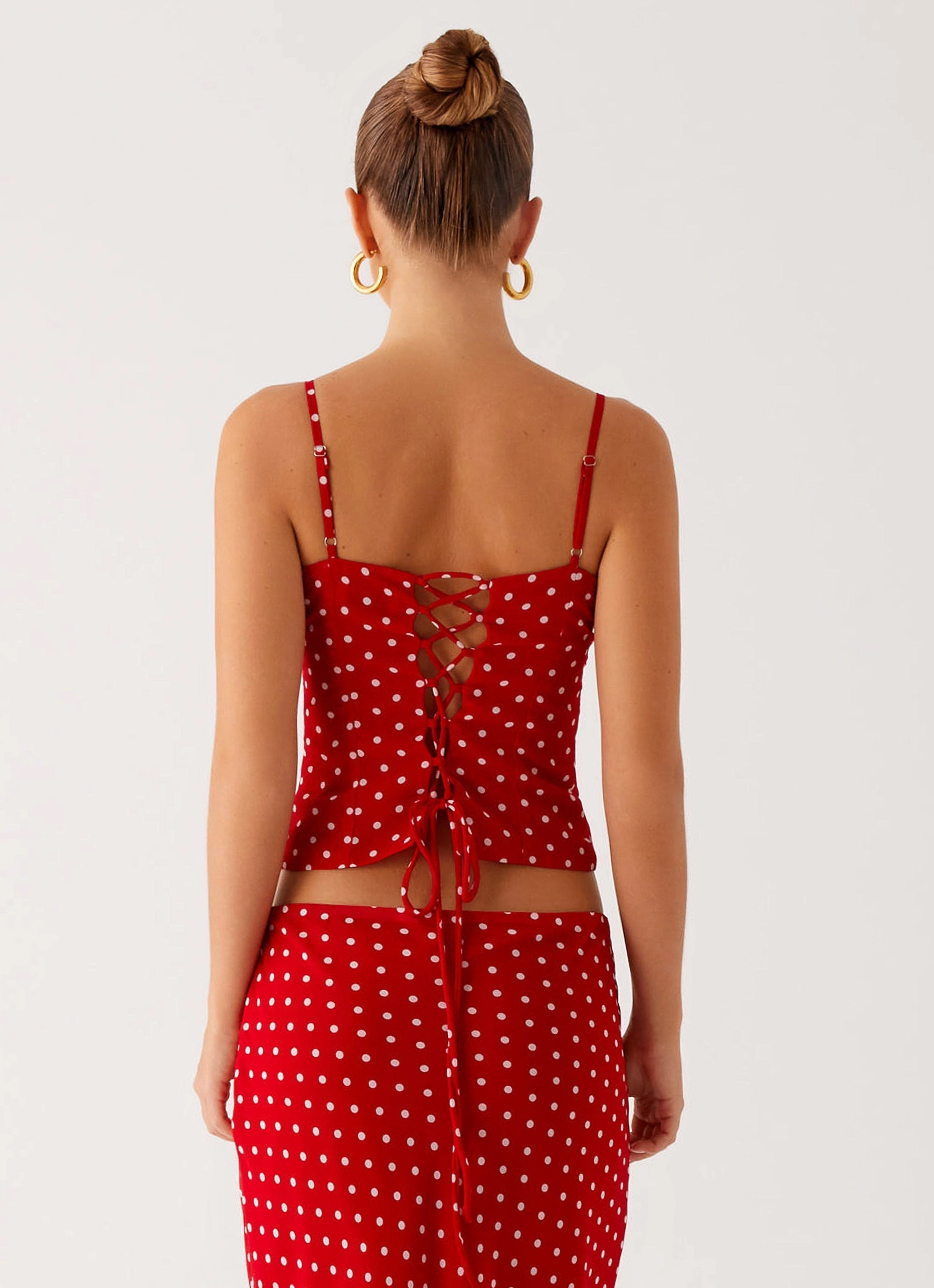 Bendita Top - Red Polka Dot Adjustable Collar System MultiPurposeUtility
