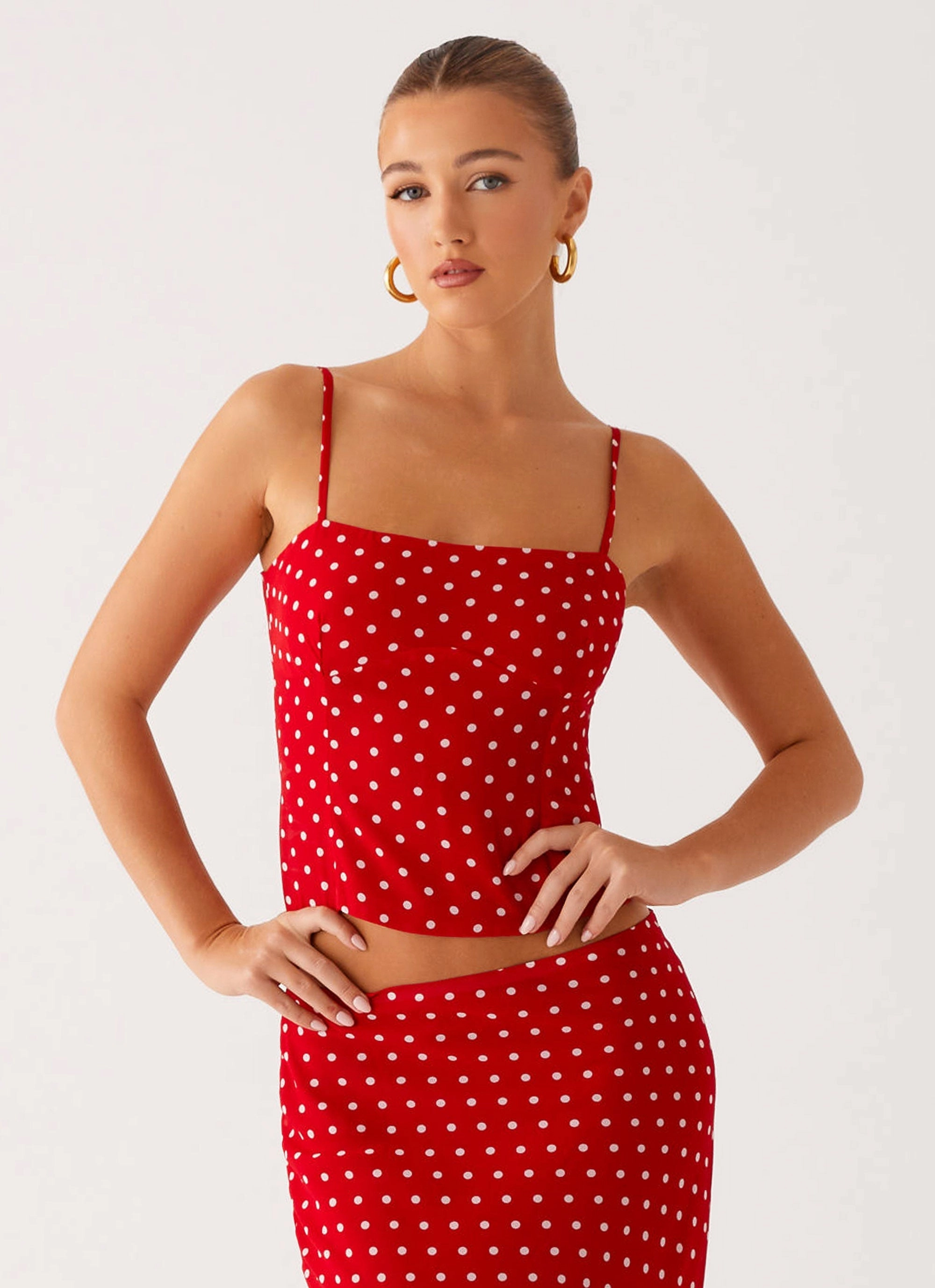 Bendita Top - Red Polka Dot MinimalistStyle