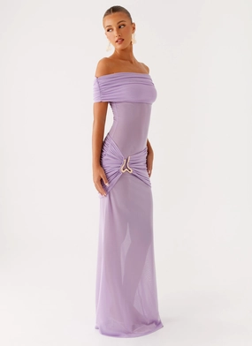 Benji Maxi Dress - Lilac Detachable-Detail Classic Design