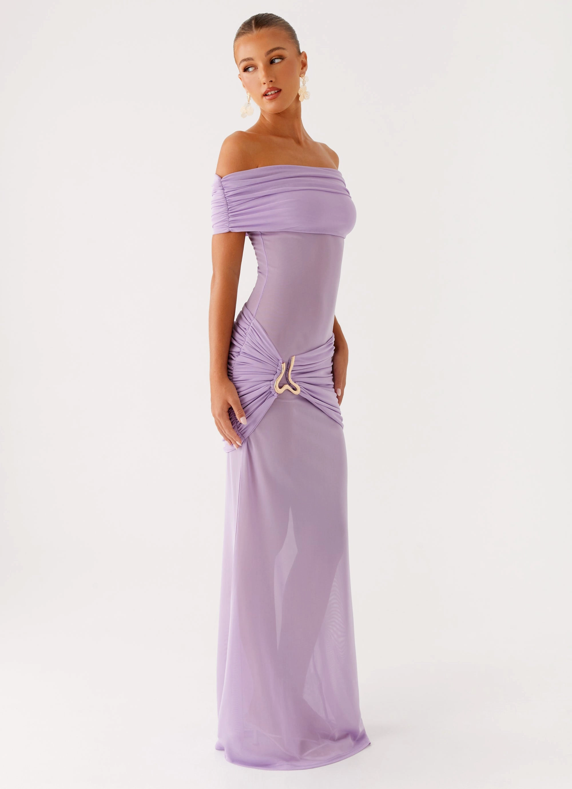 Benji Maxi Dress - Lilac Detachable-Detail Classic Design