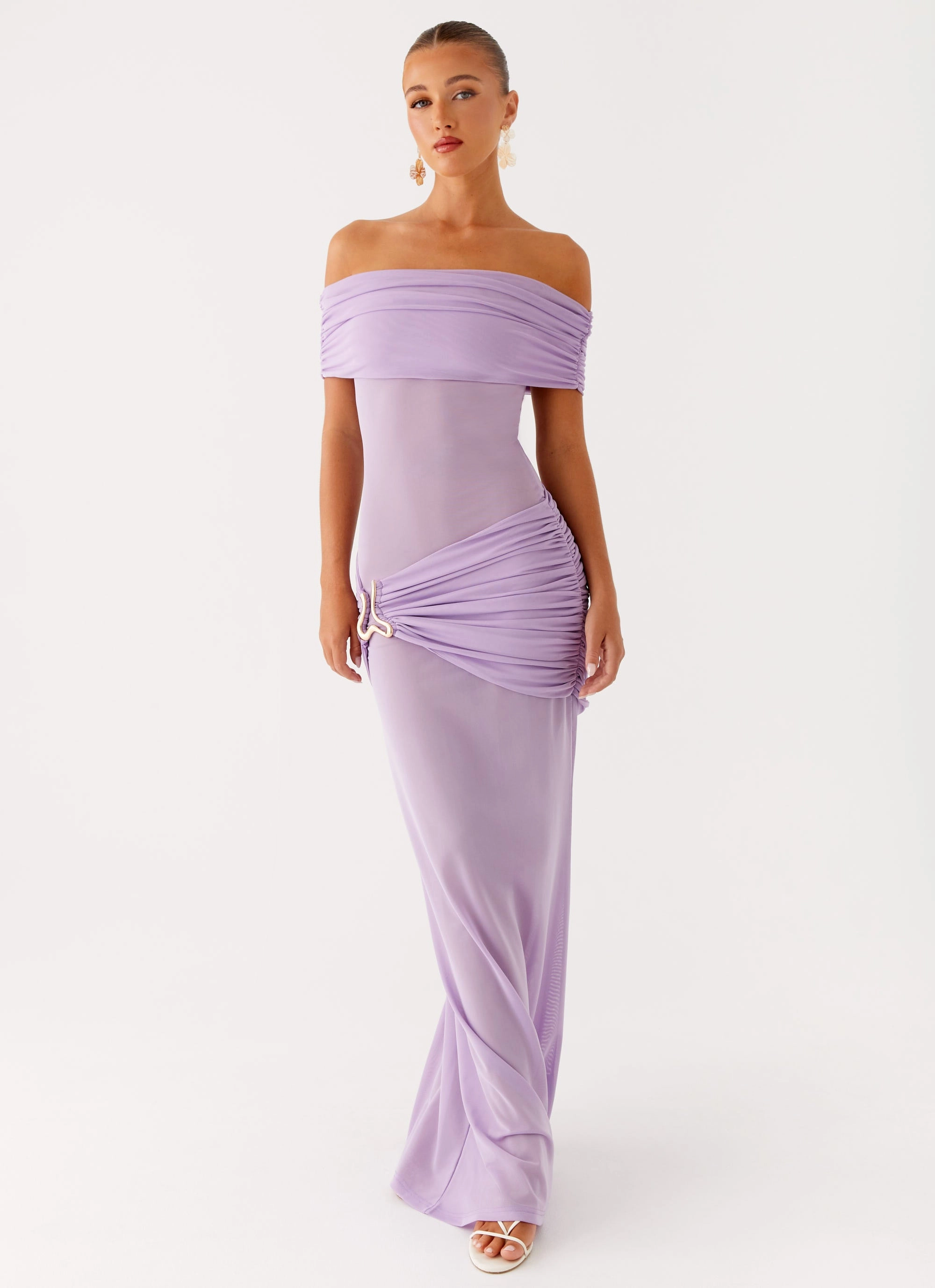 button detail and Effortless fit dress. Benji Maxi Dress - Lilac