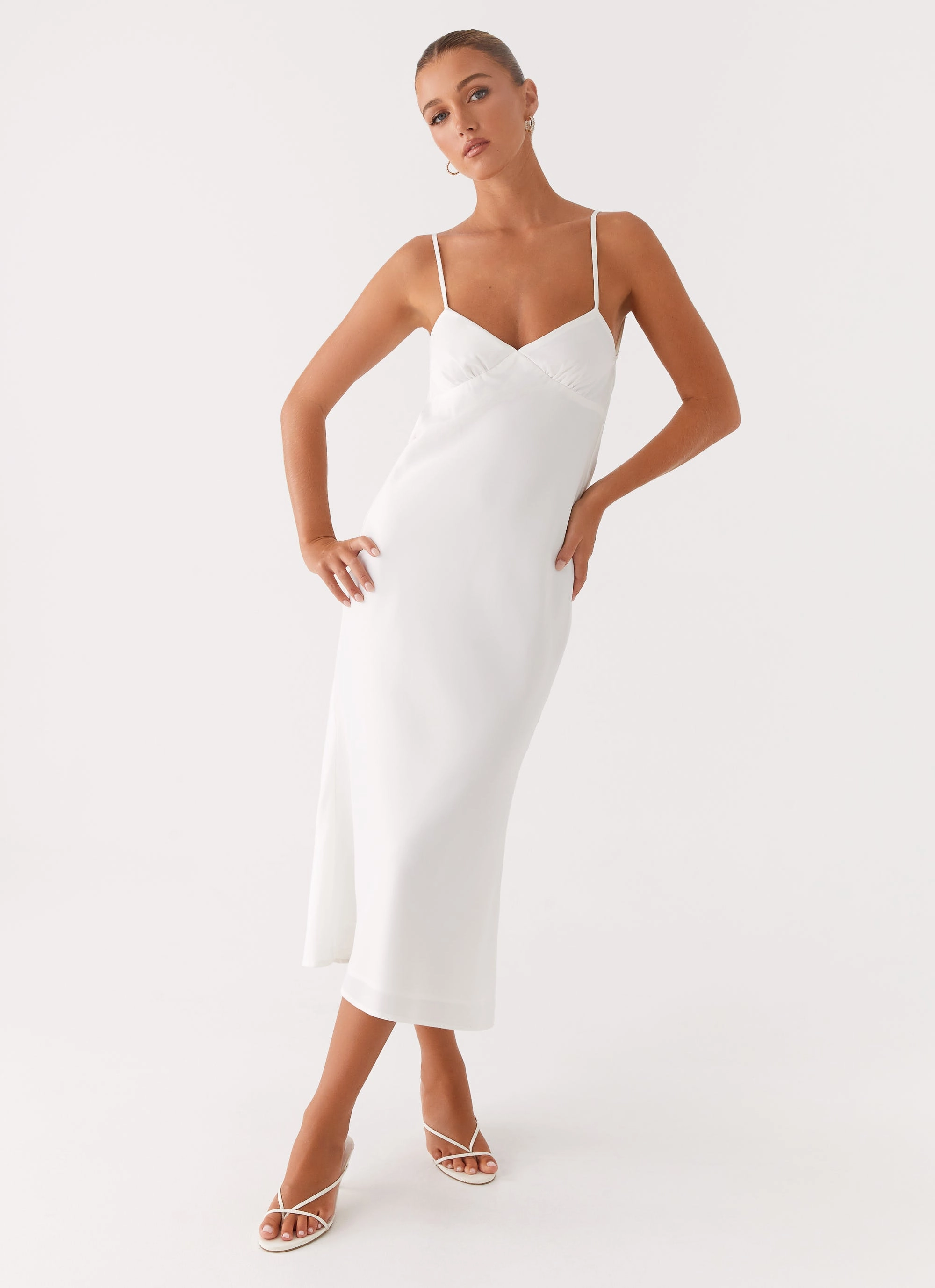 Lounge Vibes Cool Simplicity Bentley Midi Dress - White