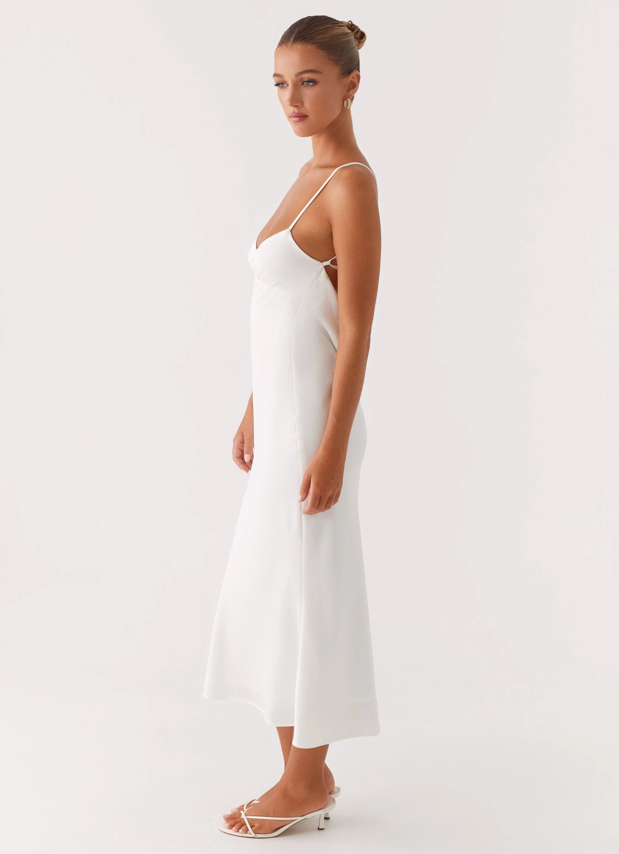 Bentley Midi Dress - White Bow Glow